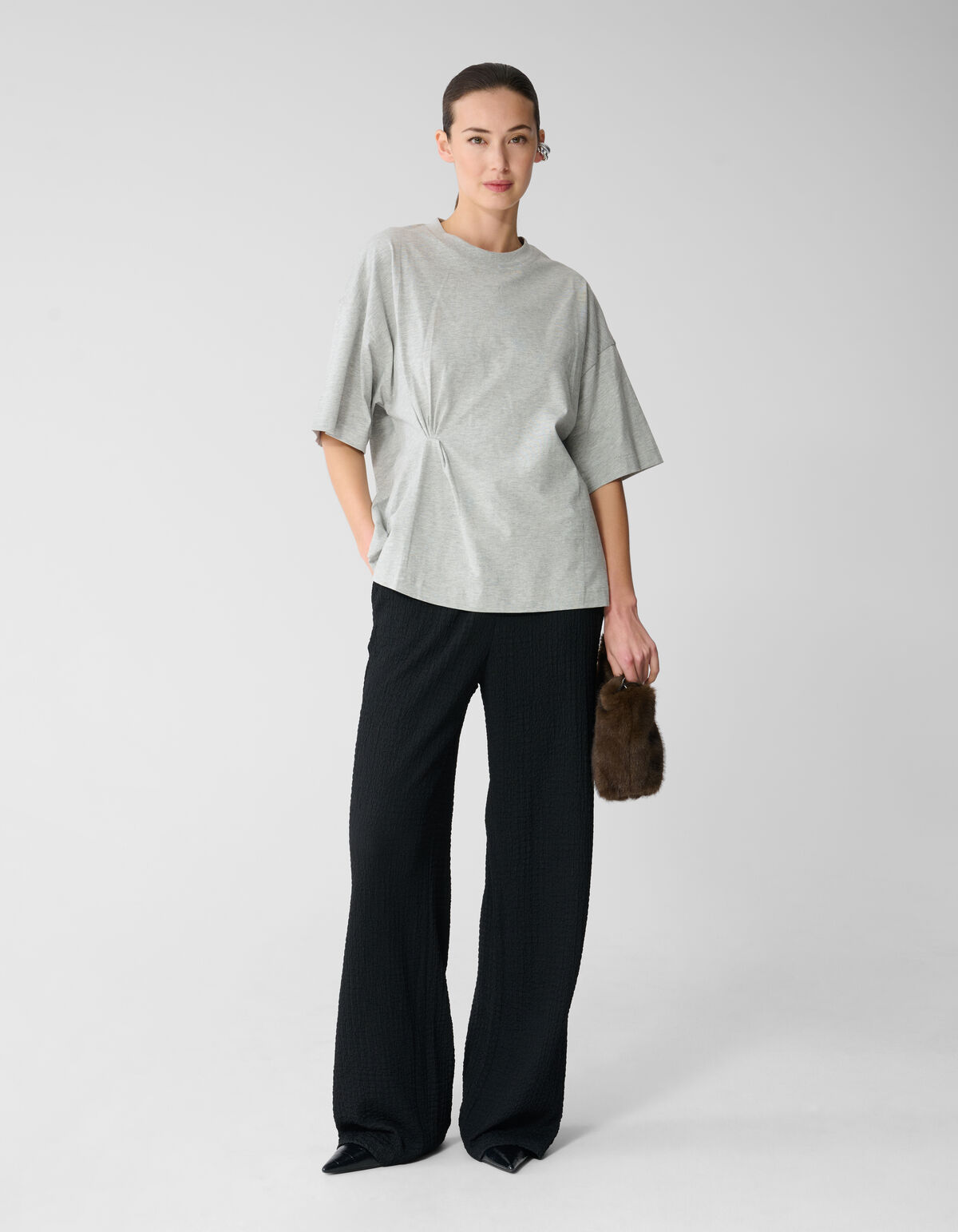 Crinkle Wide Leg Fit Broek Zwart SHOEBY WOMEN