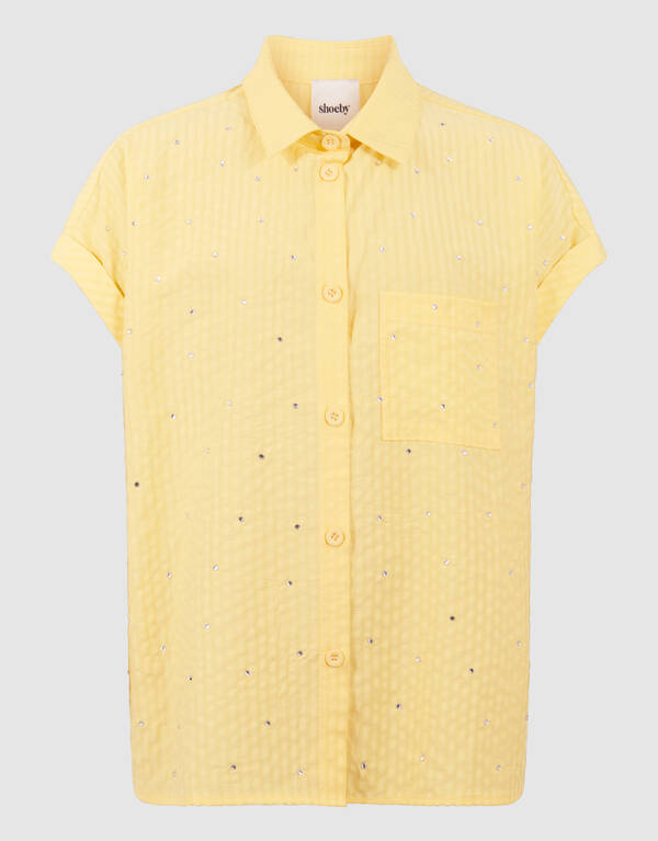 Pinstripe Strass Blouse Lichtgeel SHOEBY GIRLS