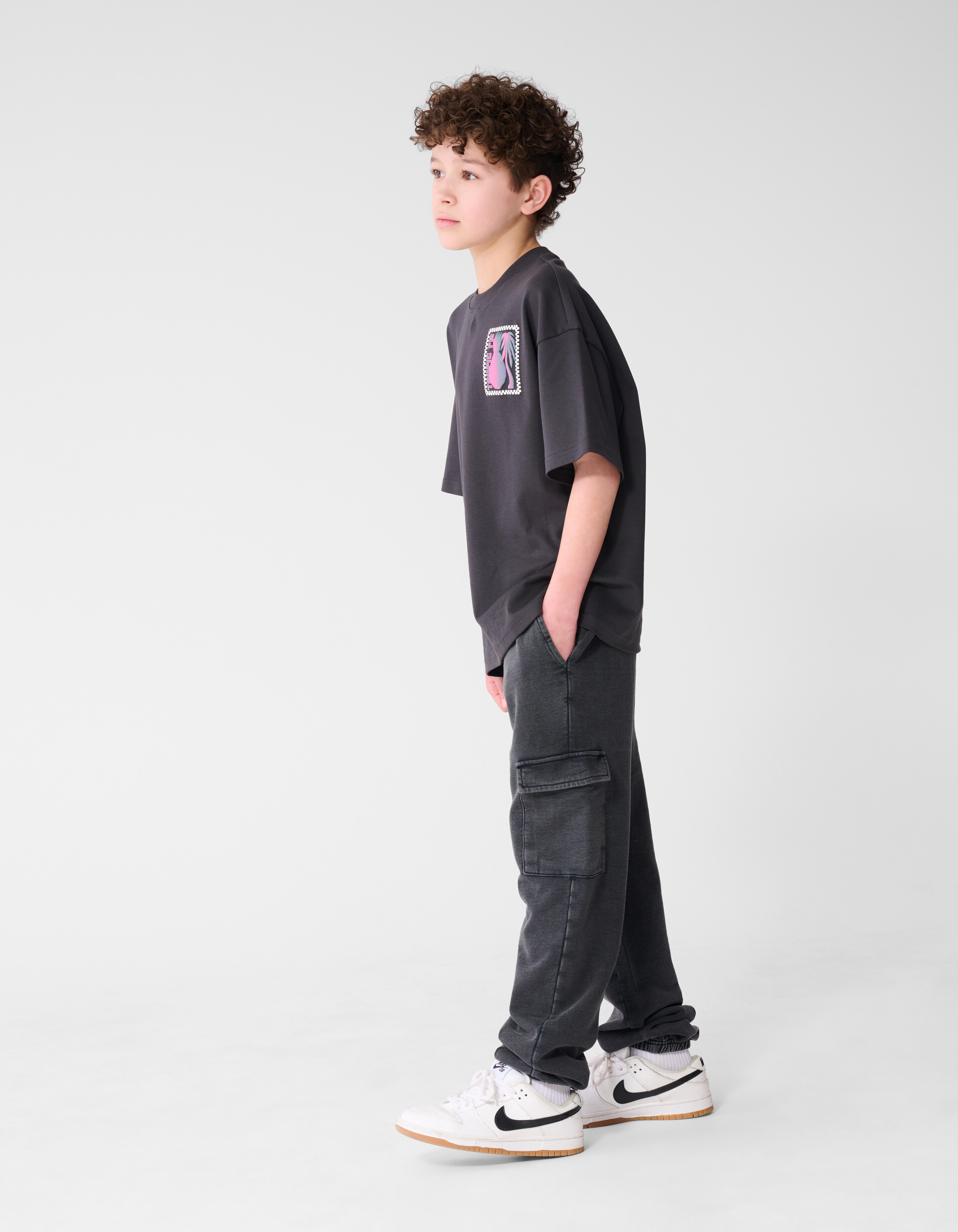 Loose Fit Cargo Broek Donkergrijs SHOEBY BOYS