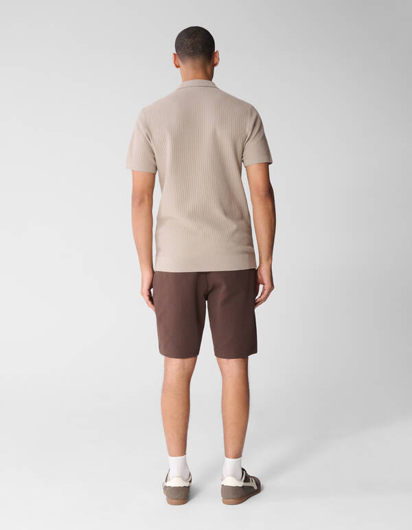 Gebreide Zipper Polo Lichtbruin SHOEBY MEN