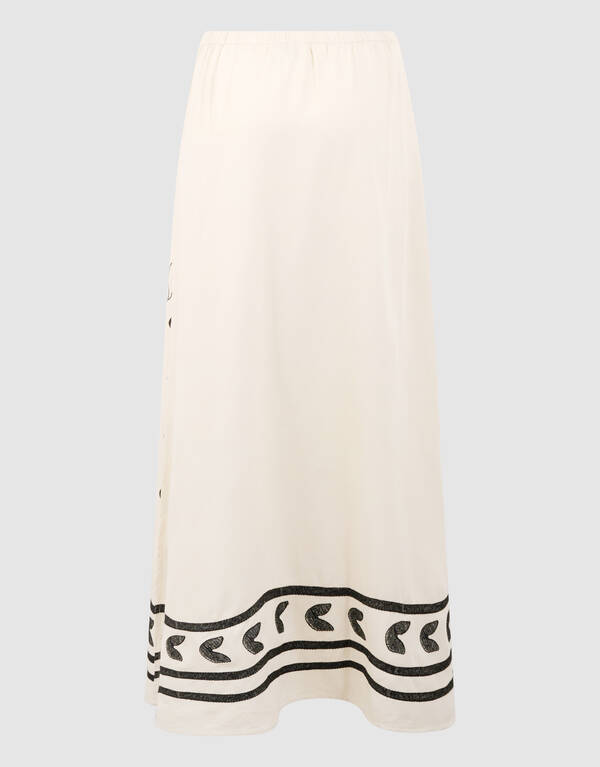 Sun Embroidery Maxi Rok Gebroken Wit SHOEBY WOMEN