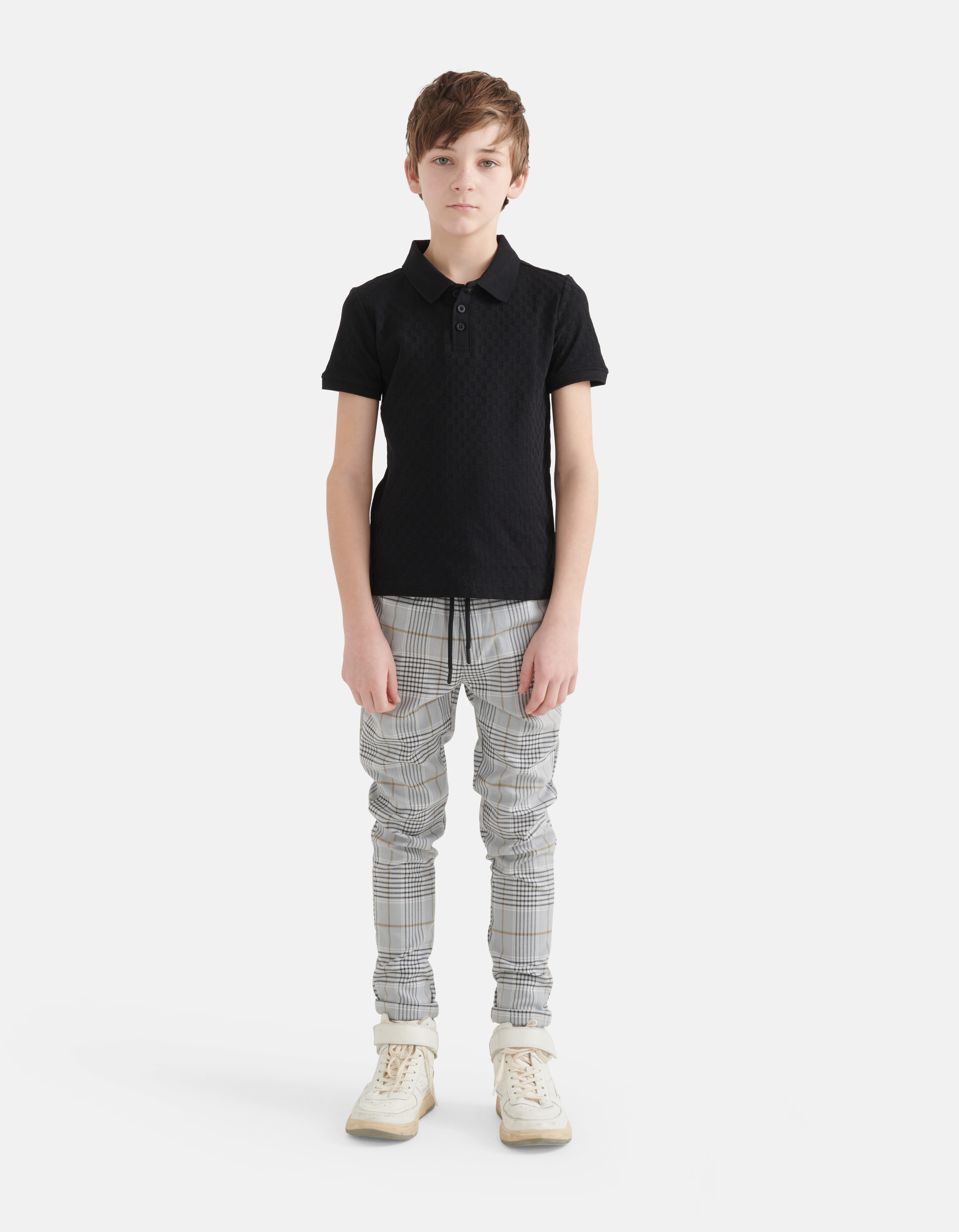Blok Structuur Polo Zwart SHOEBY BOYS