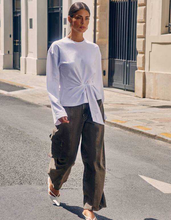Knotted Longsleeve T-shirt Wit SHOEBY WOMEN