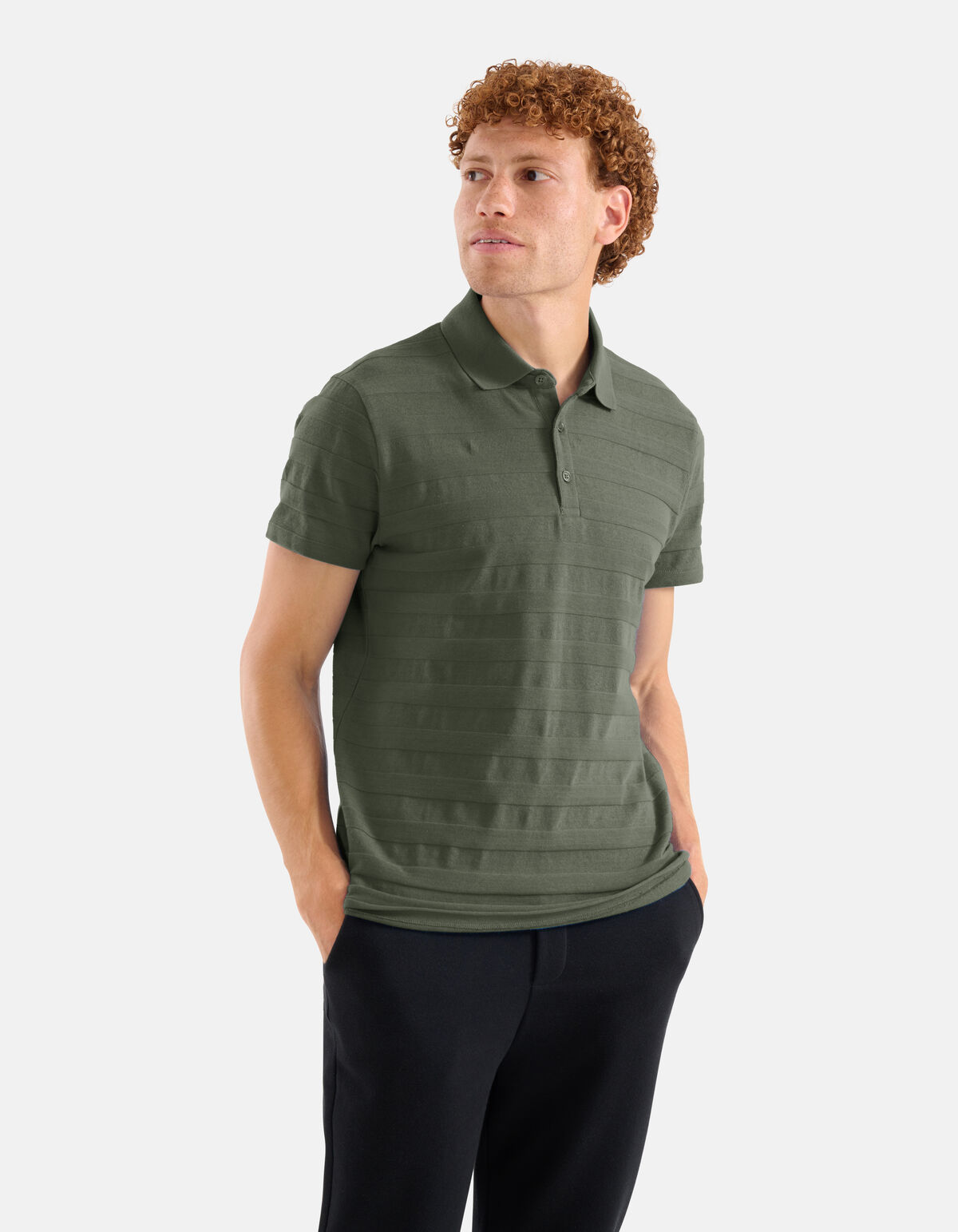 Structuur Polo Donkergroen SHOEBY MEN