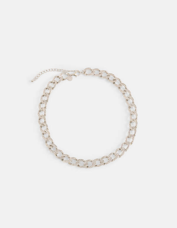 Strass Chain Ketting Zilver SHOEBY ACCESSOIRES