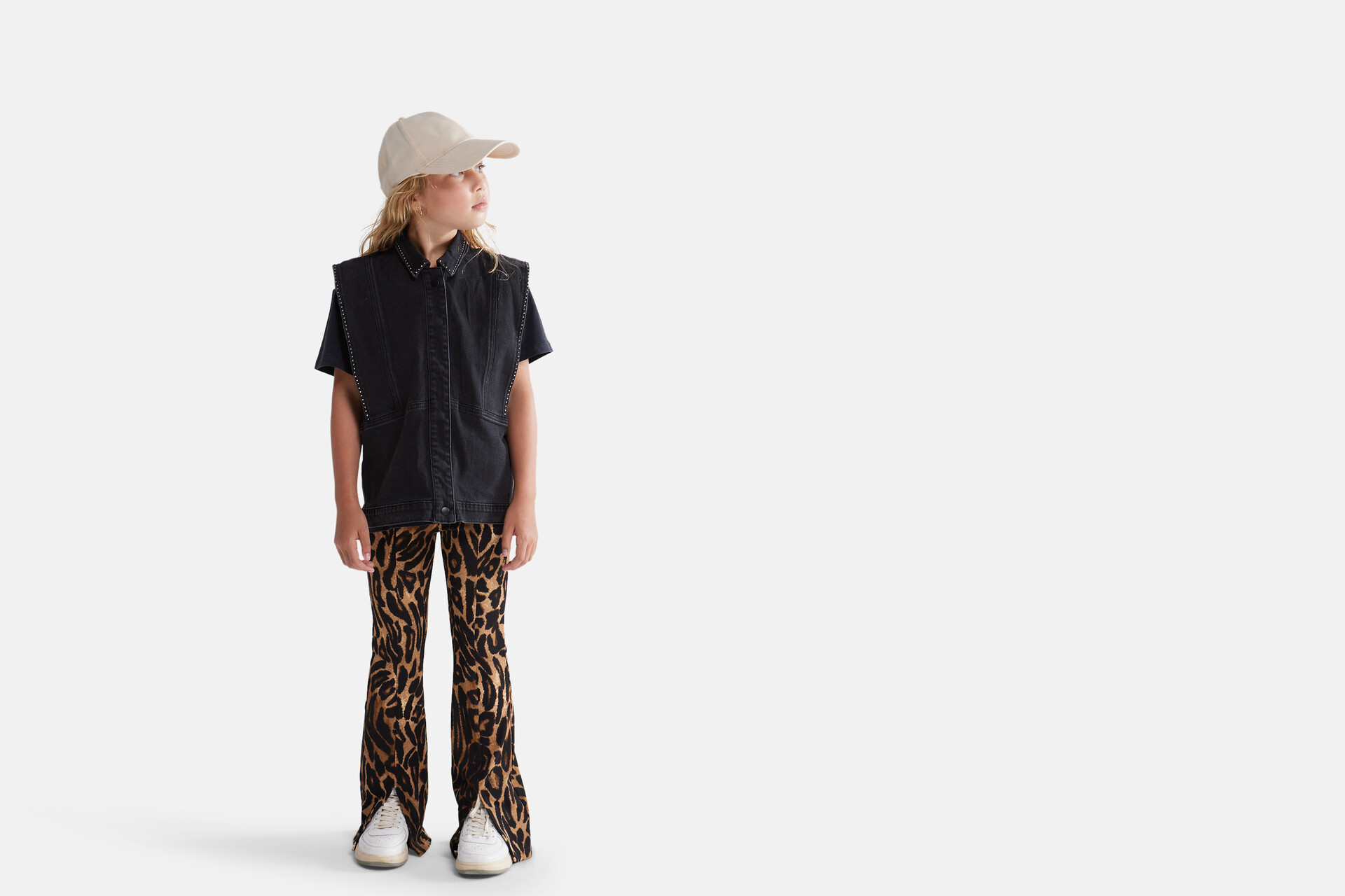 Leopard Rib Flared Broek Bruin SHOEBY GIRLS