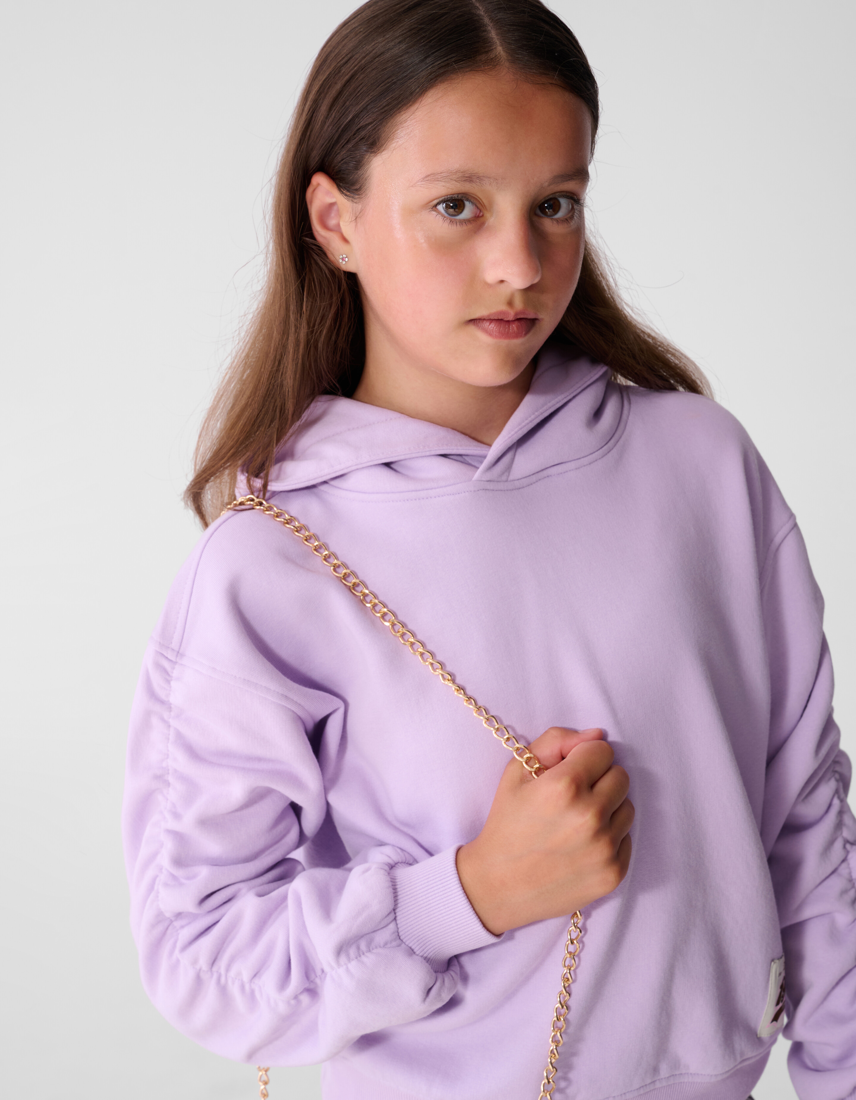 Gathered Sleeve Hoodie Paars SHOEBY GIRLS