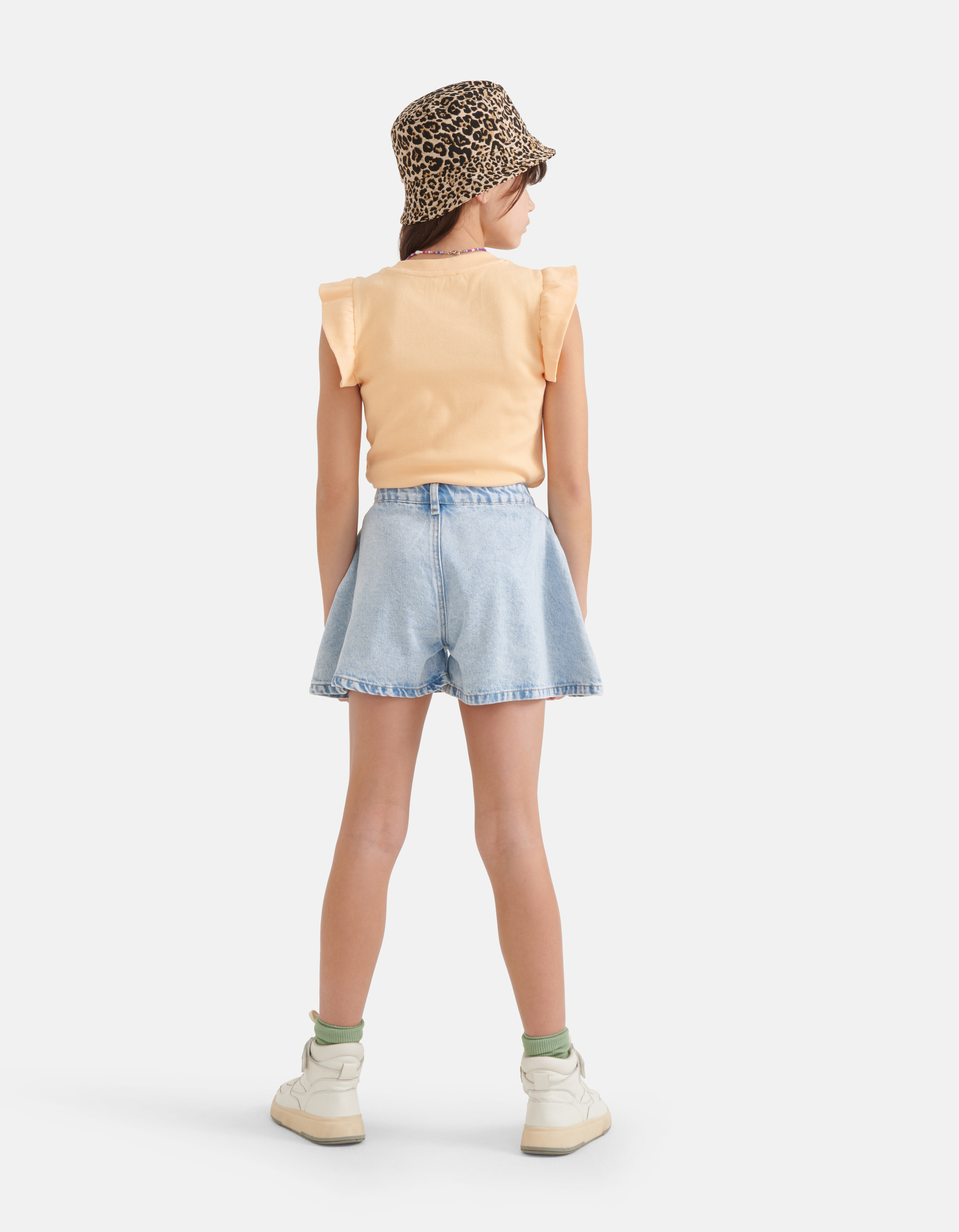 Ruffle Rib Top Oranje SHOEBY GIRLS
