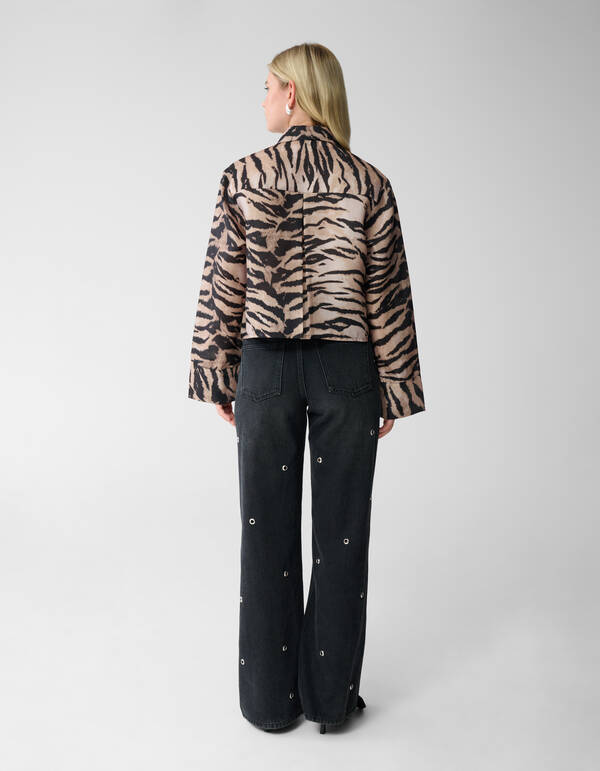 Cropped Tijger Blouse Bruin SHOEBY WOMEN