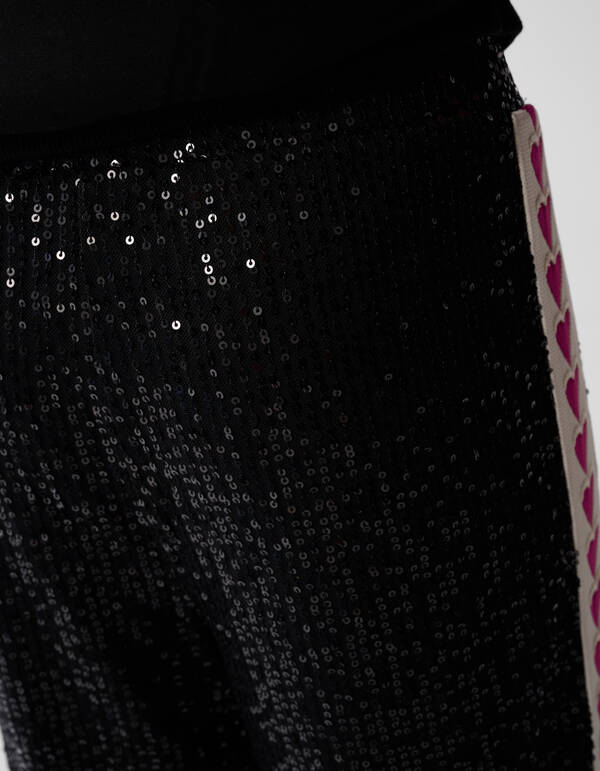 Sequin Tape Wide Leg Broek Zwart SHOEBY GIRLS