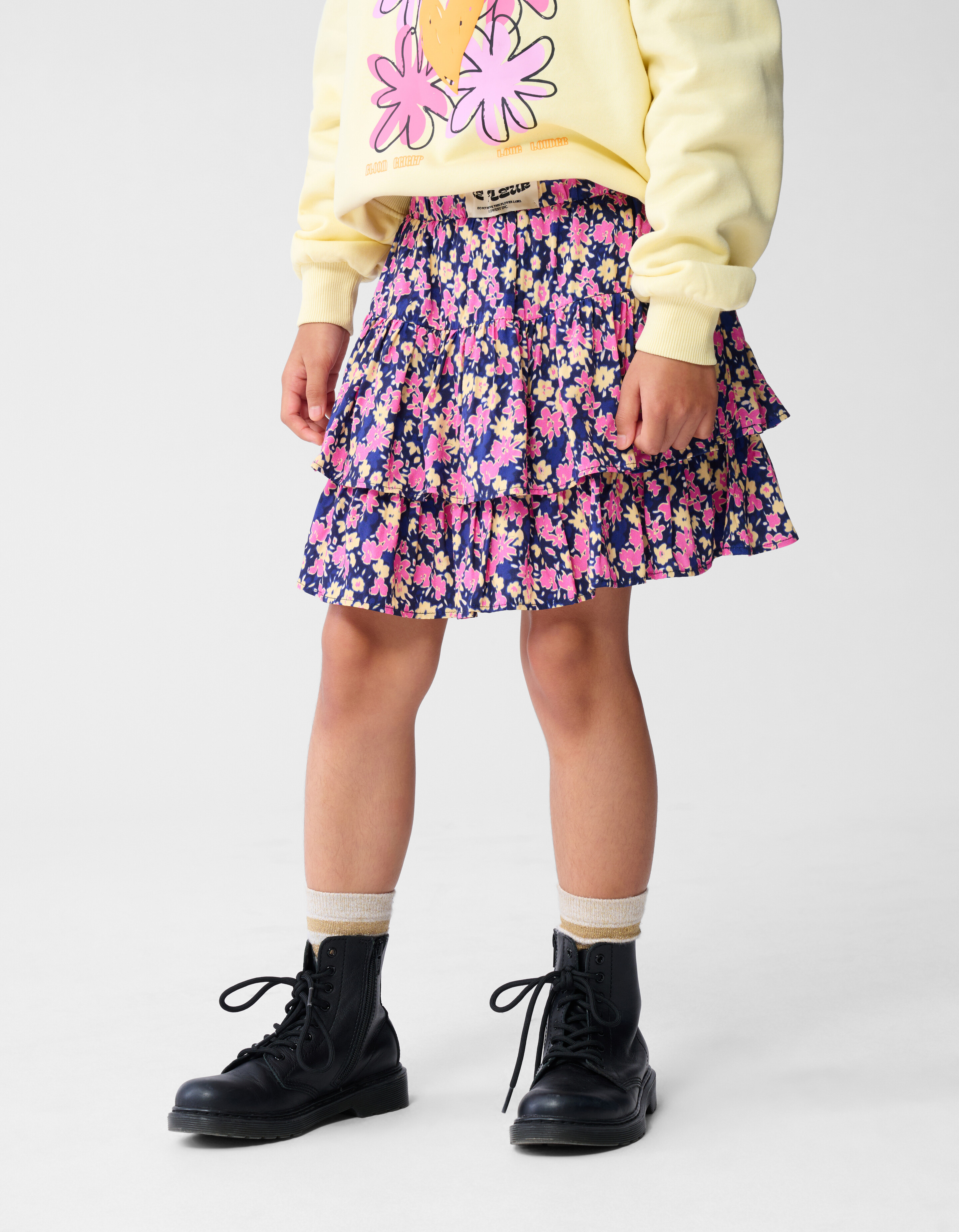 Flower Mini Rok Donkerblauw/Roze SHOEBY GIRLS