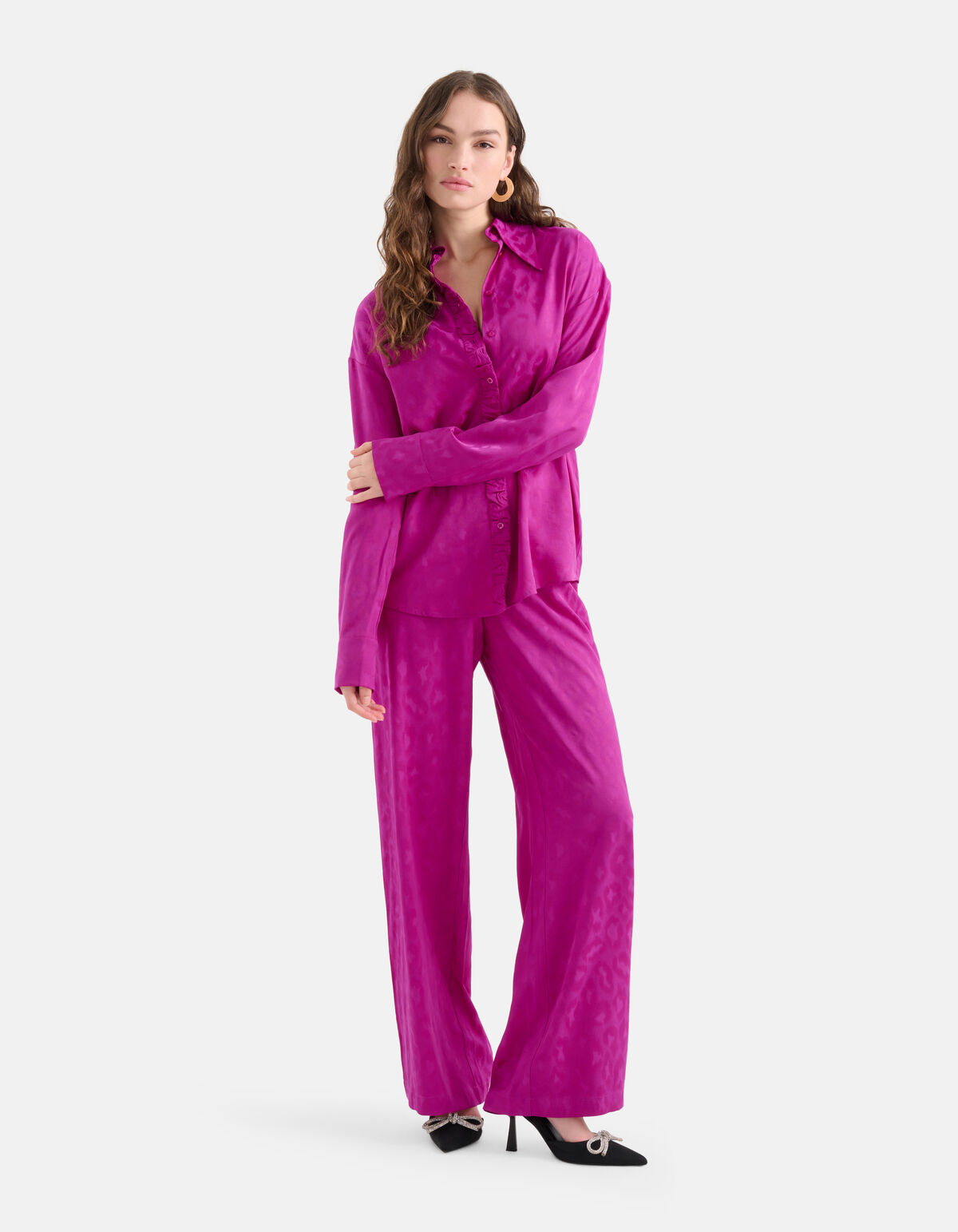 Satijnen Animal Broek Paars SHOEBY WOMEN