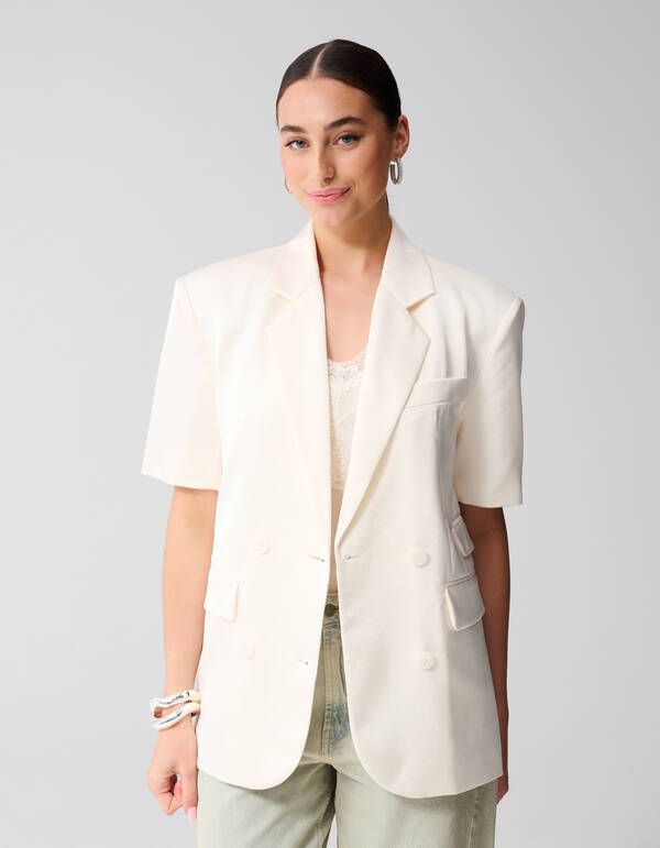 Short Sleeve Blazer Gebroken Wit SHOEBY WOMEN