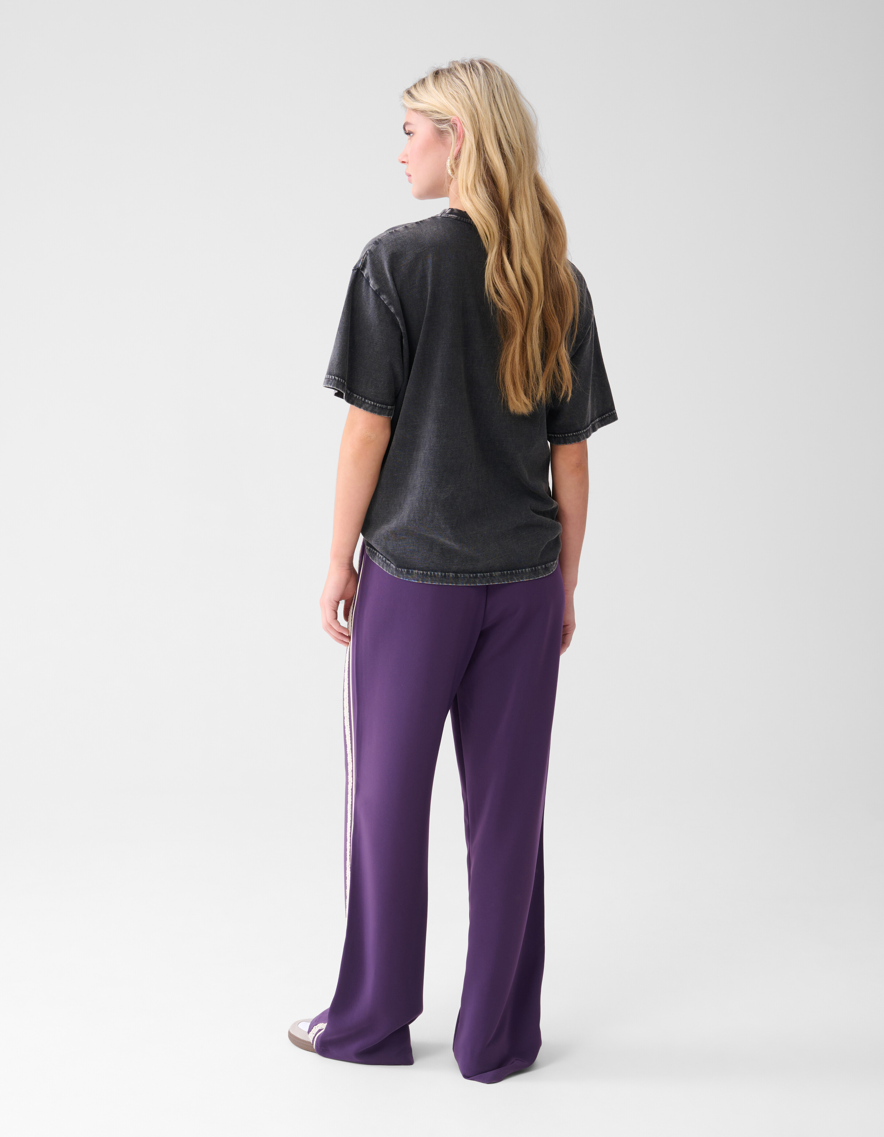 Sporty Wide Leg Broek Donkerpaars SHOEBY WOMEN