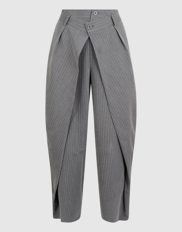 Pinstripe Pleated Pantalon Donkergrijs SHOEBY WOMEN