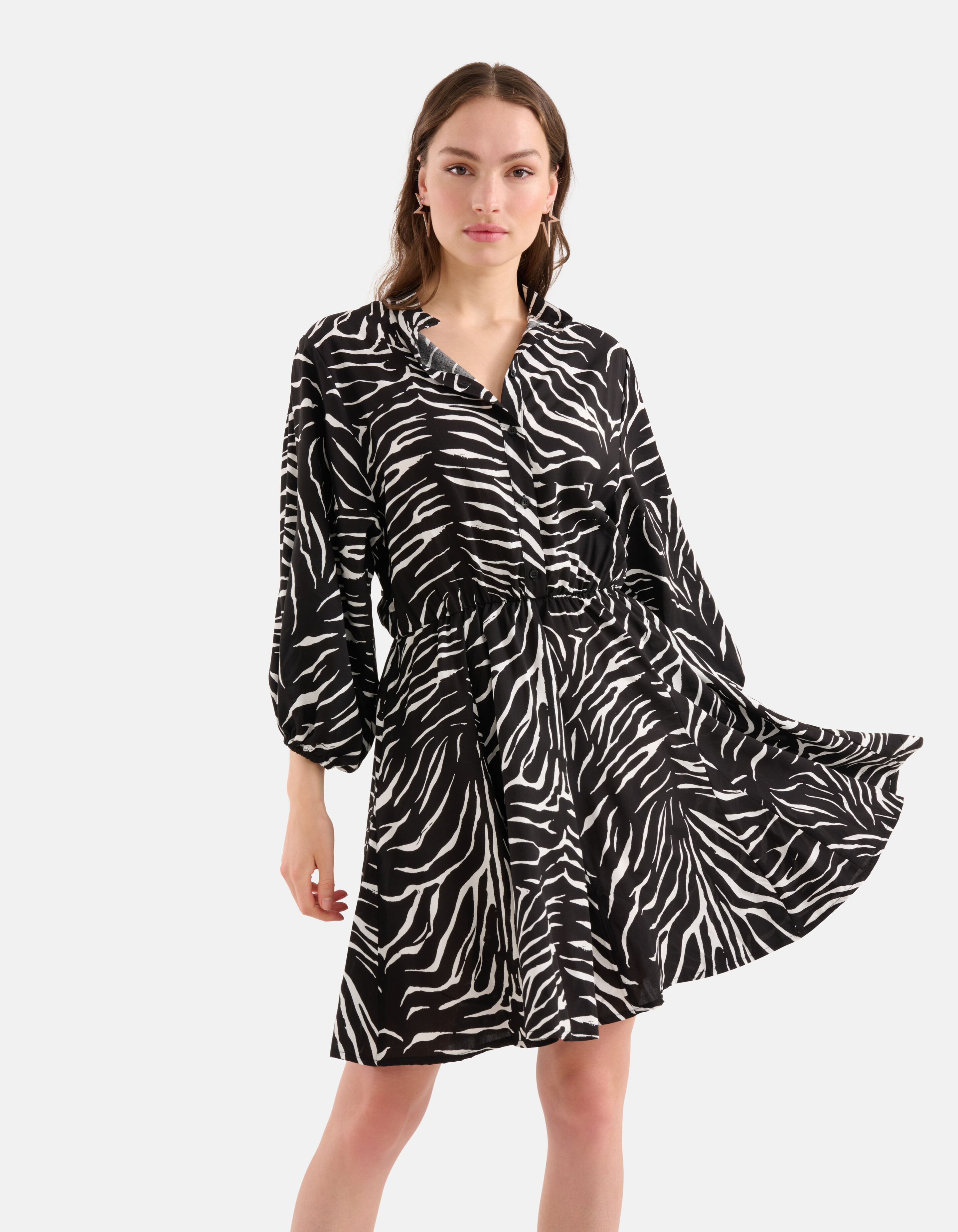 Zebra Print Jurk Zwart/Wit SHOEBY WOMEN