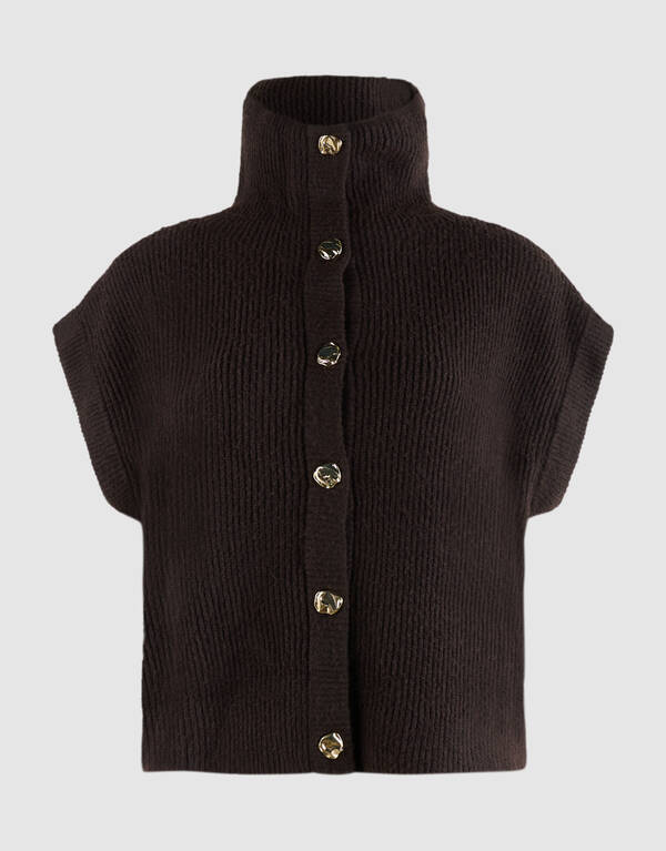 High Collar Gilet Donkerbruin SHOEBY WOMEN