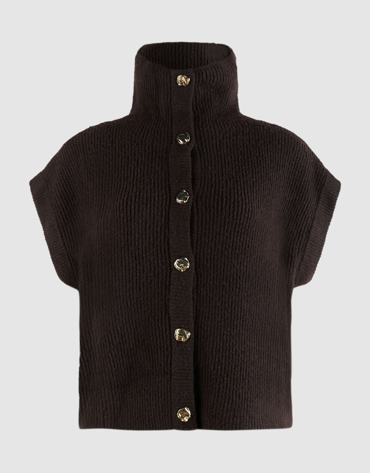 High Collar Gilet Donkerbruin SHOEBY WOMEN