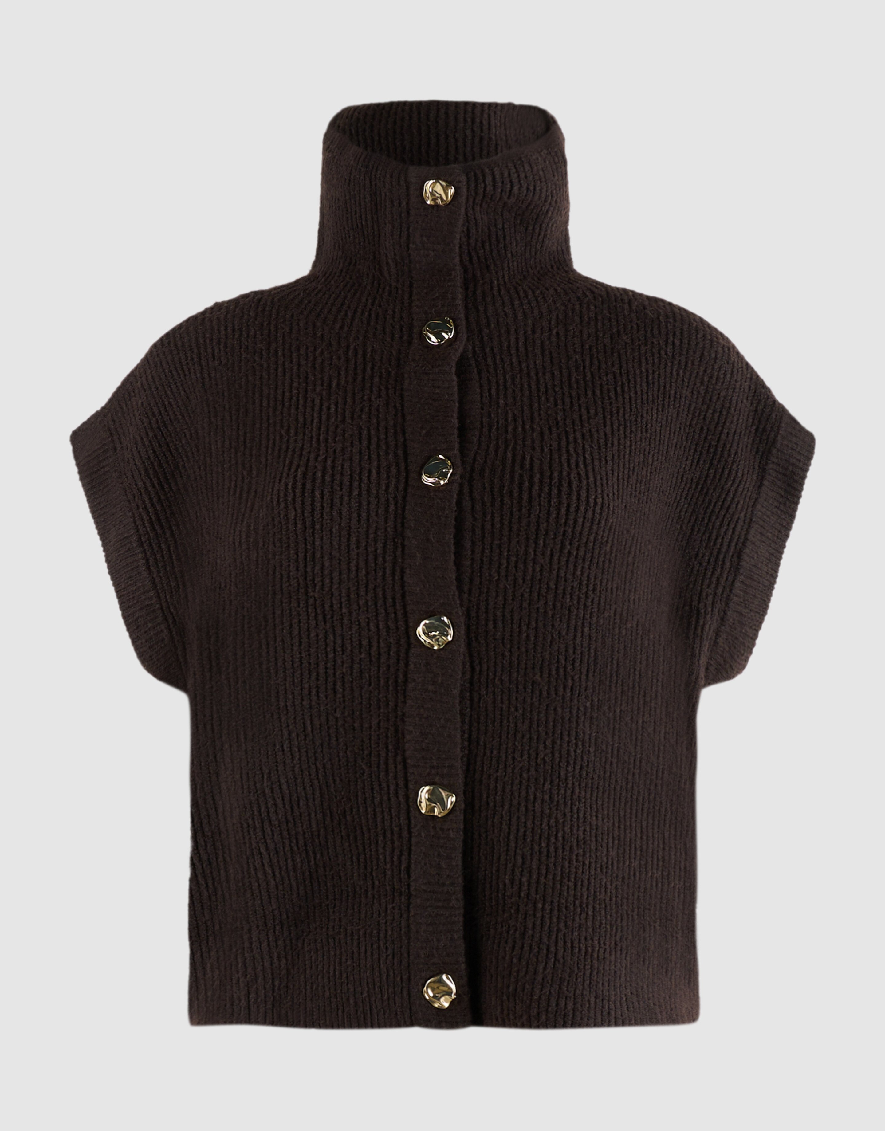 High Collar Gilet Donkerbruin SHOEBY WOMEN