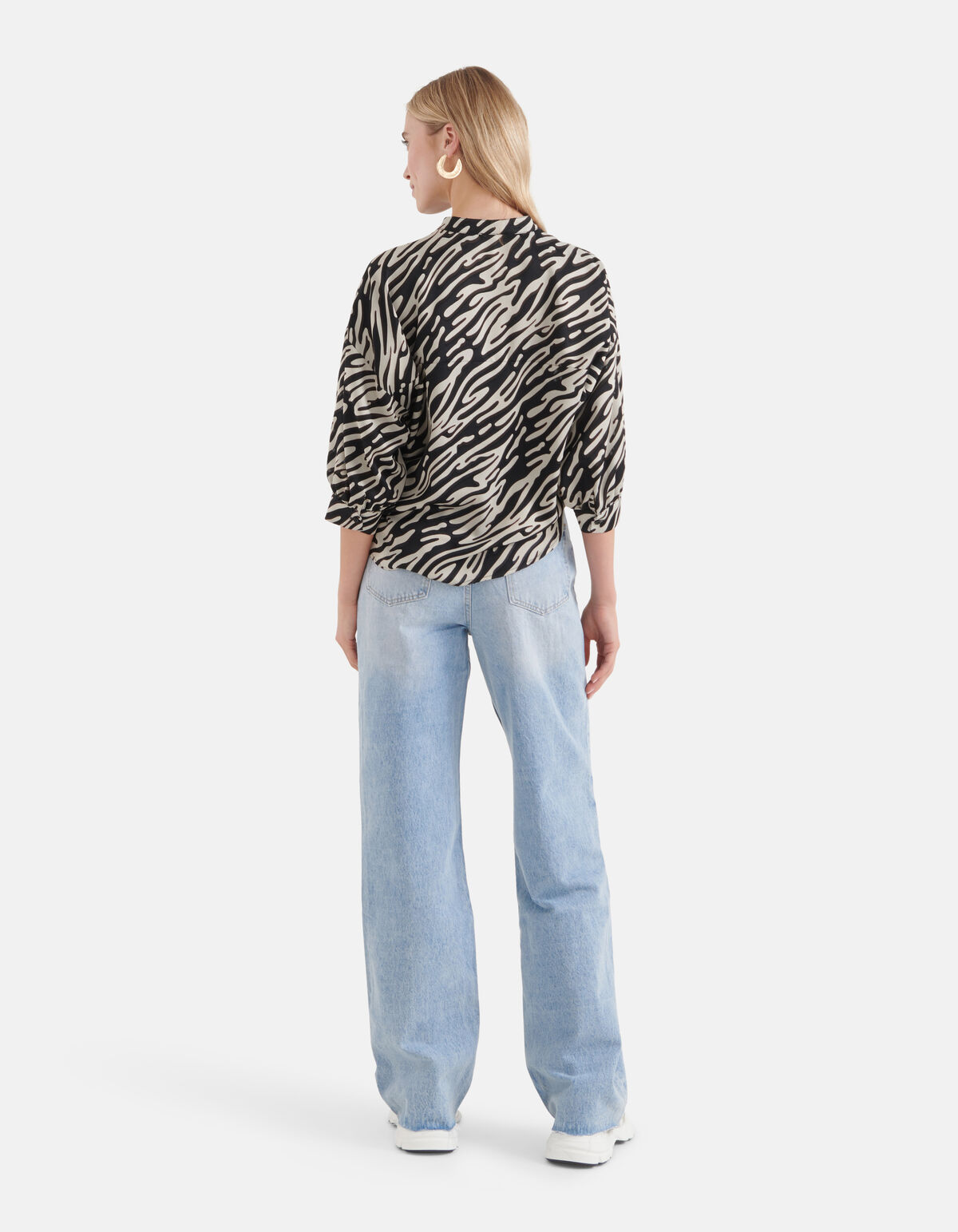 Zebra Burn Out Blouse Zwart/Wit SHOEBY WOMEN