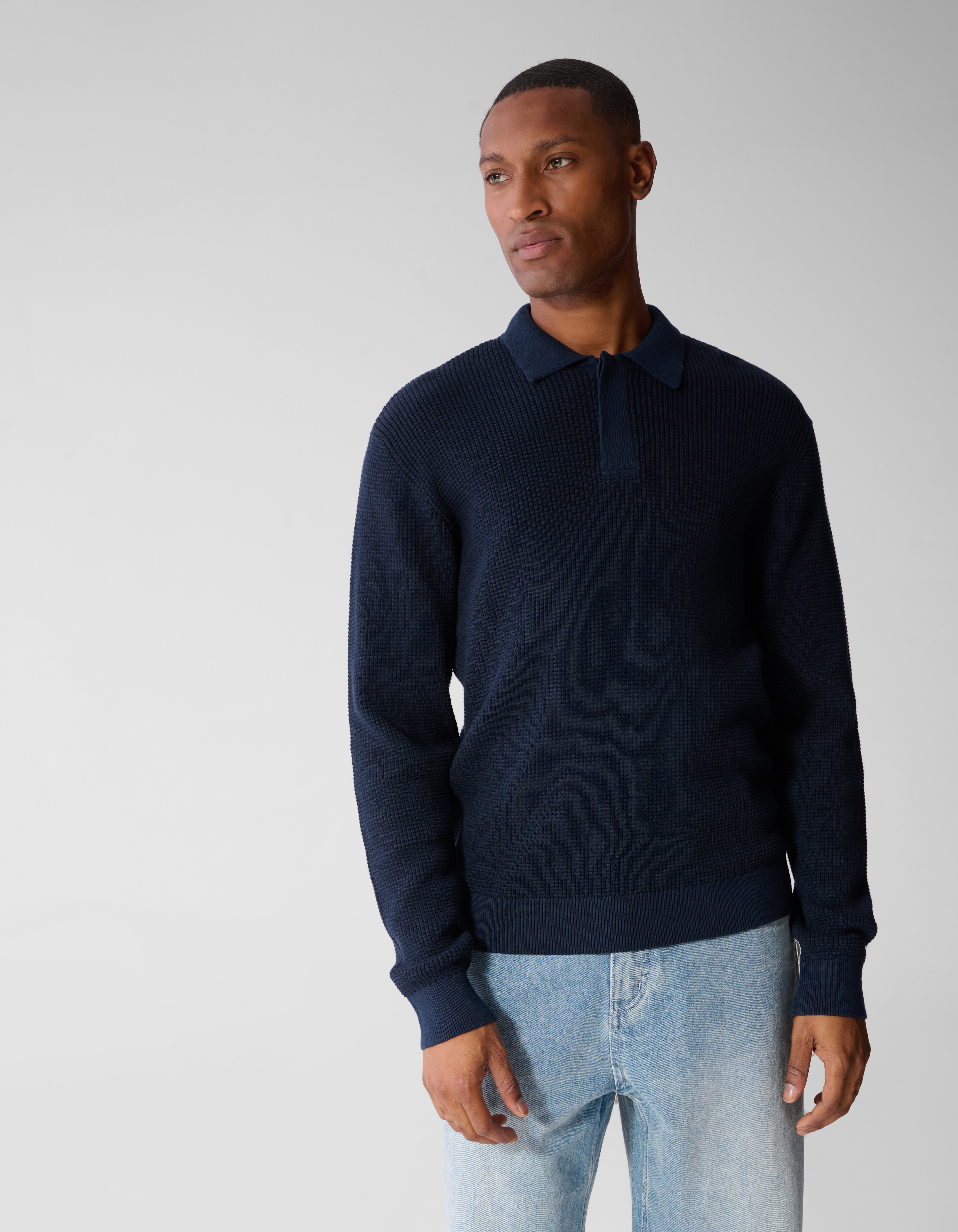 Gebreide Polo Met Knopen Donkerblauw SHOEBY MEN