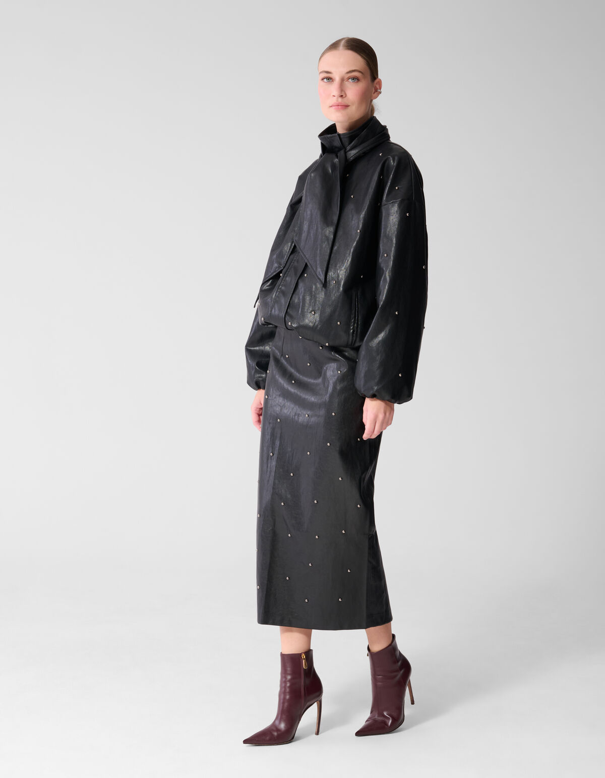 Studded Vegan Leren Maxi Rok Zwart By Mieke SHOEBY WOMEN