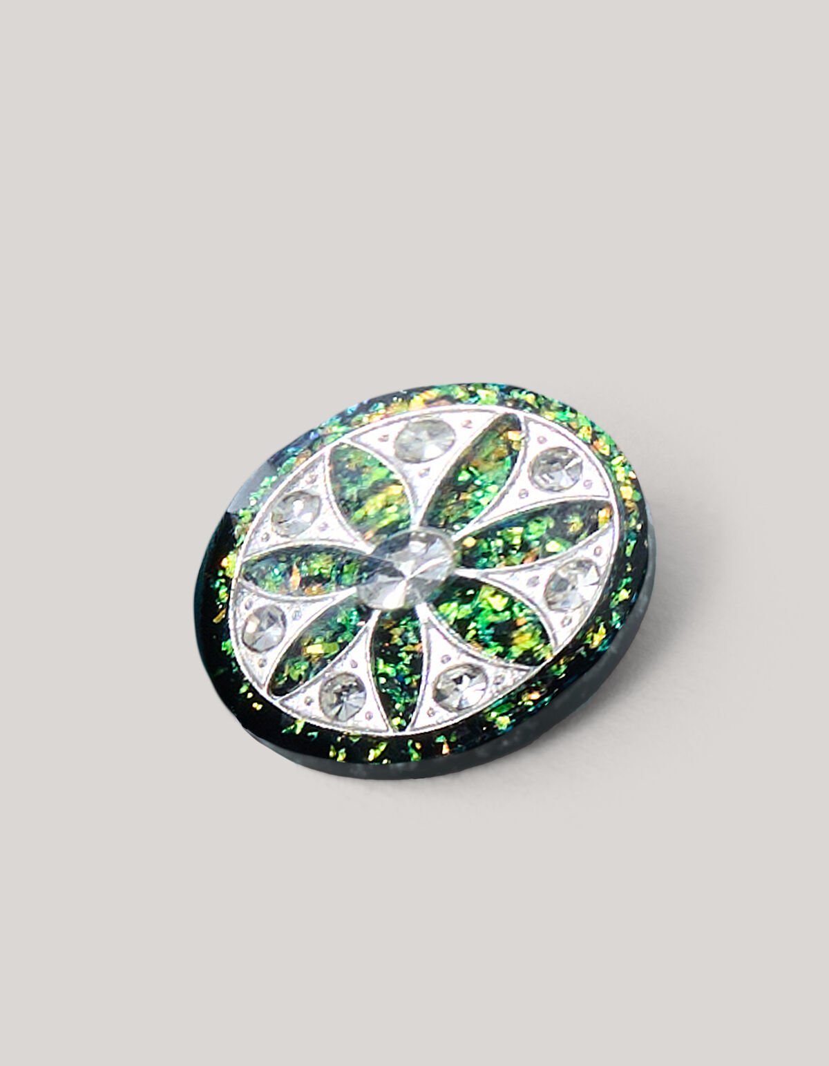 Button Broche Groen/Zilver By Mieke SHOEBY ACCESSOIRES