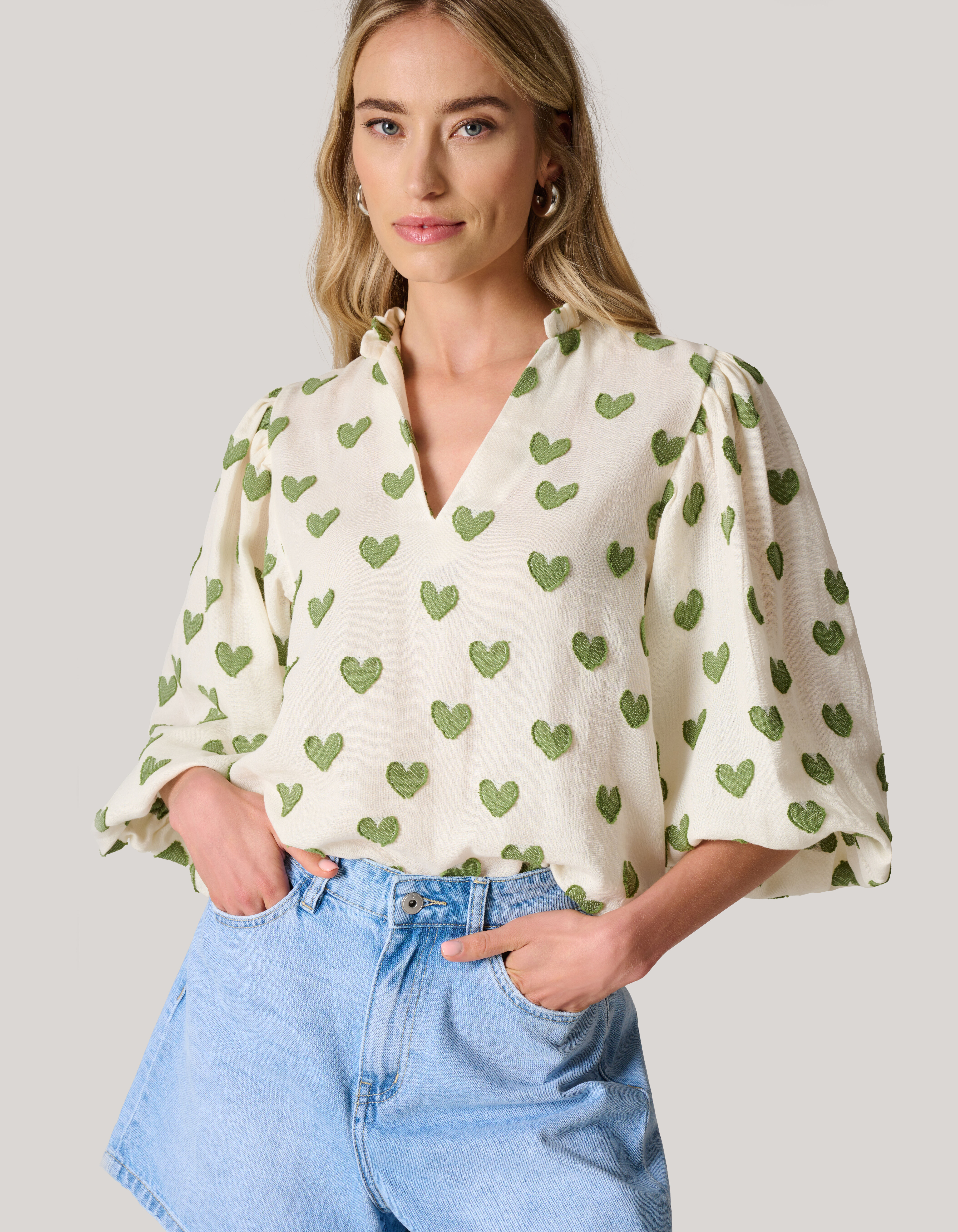 Heart Blouse Gebroken Wit Shoeby