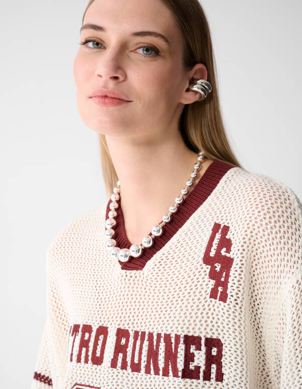 Oversized Baseball T-shirt Gebroken Wit SHOEBY WOMEN