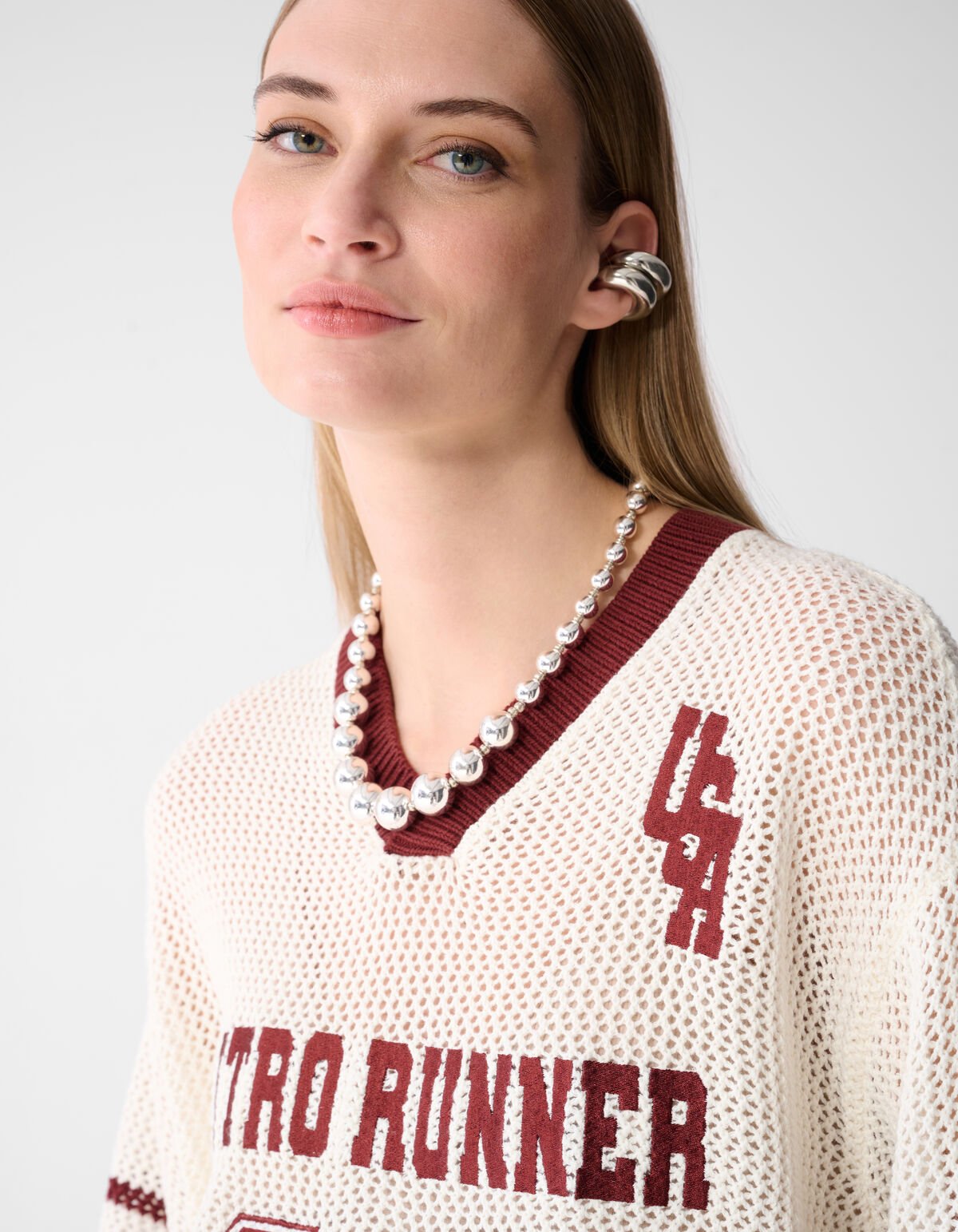 Oversized Baseball T-shirt Gebroken Wit SHOEBY WOMEN