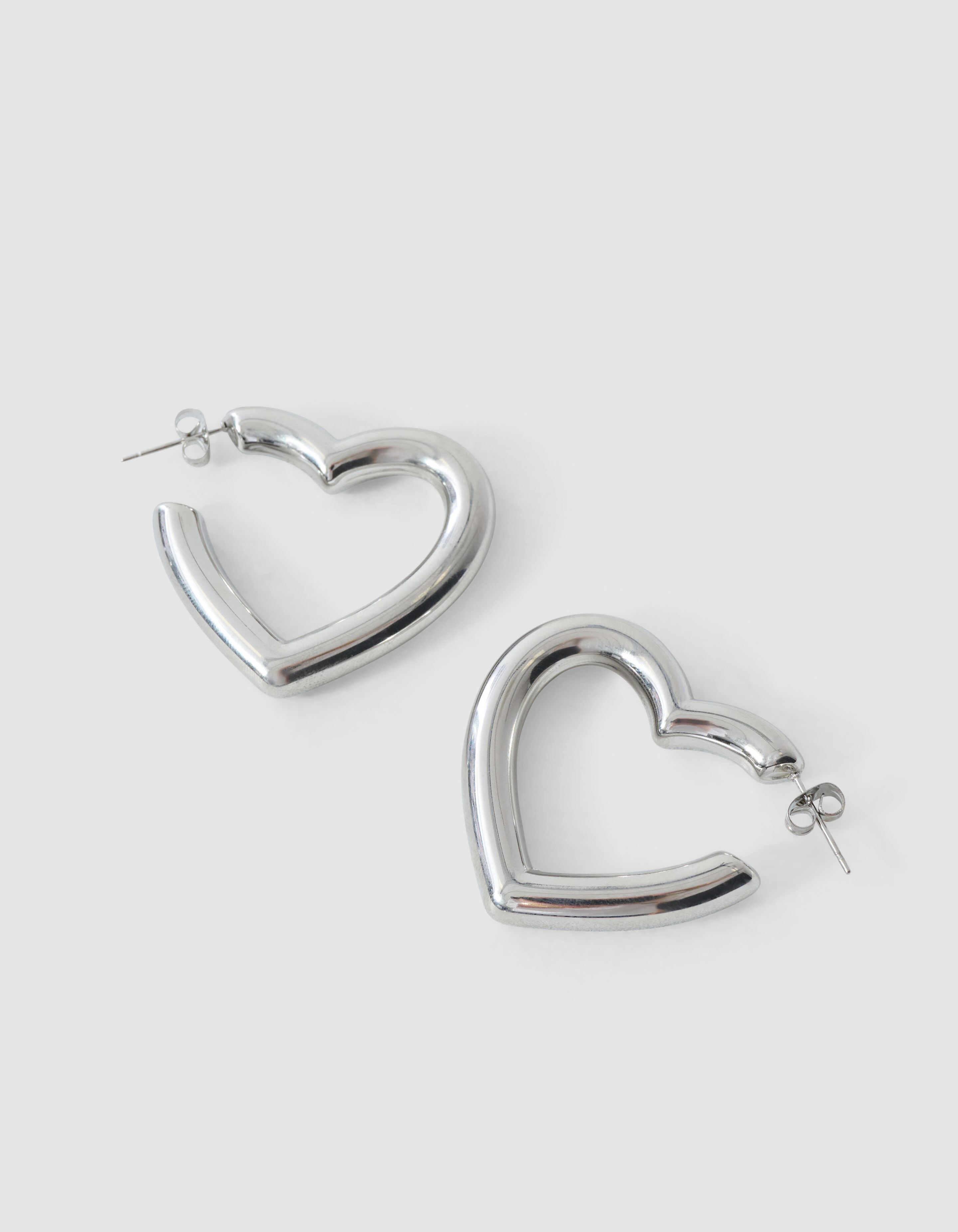 Bulky Heart Hoop Oorbellen Zilver SHOEBY ACCESSOIRES
