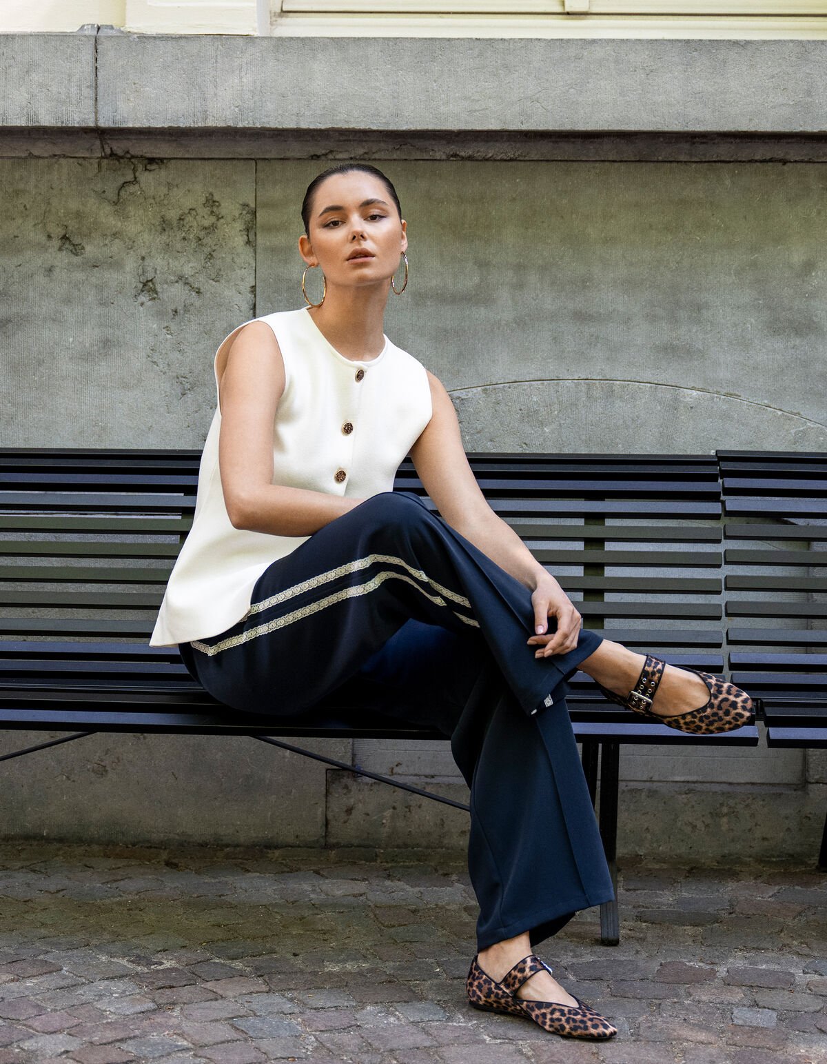 Sporty Wide Leg Broek Donkerblauw SHOEBY WOMEN
