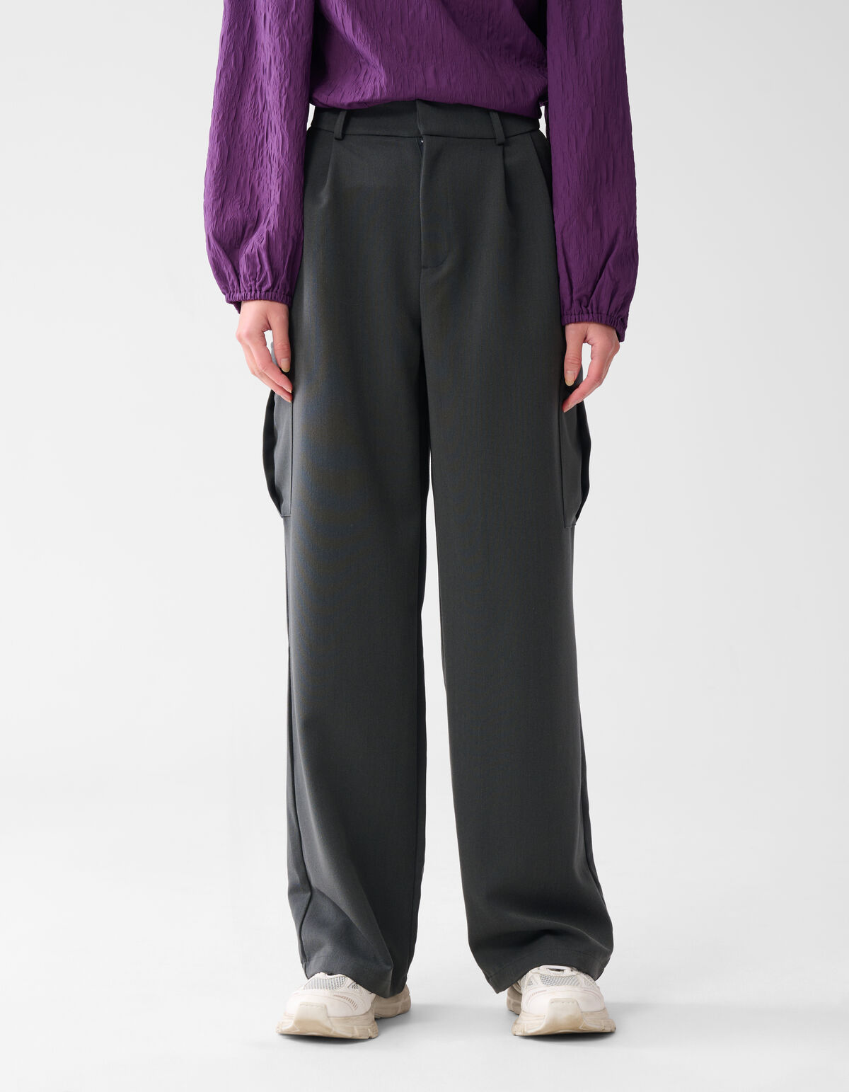 Cargo Wide Leg fit Broek Donkergrijs SHOEBY WOMEN