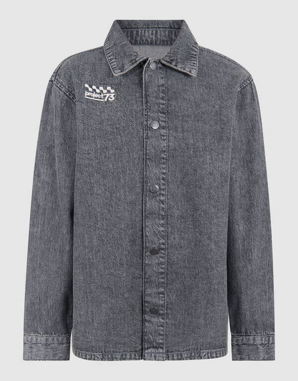 Denim Washed Overshirt Donkergrijs SHOEBY BOYS