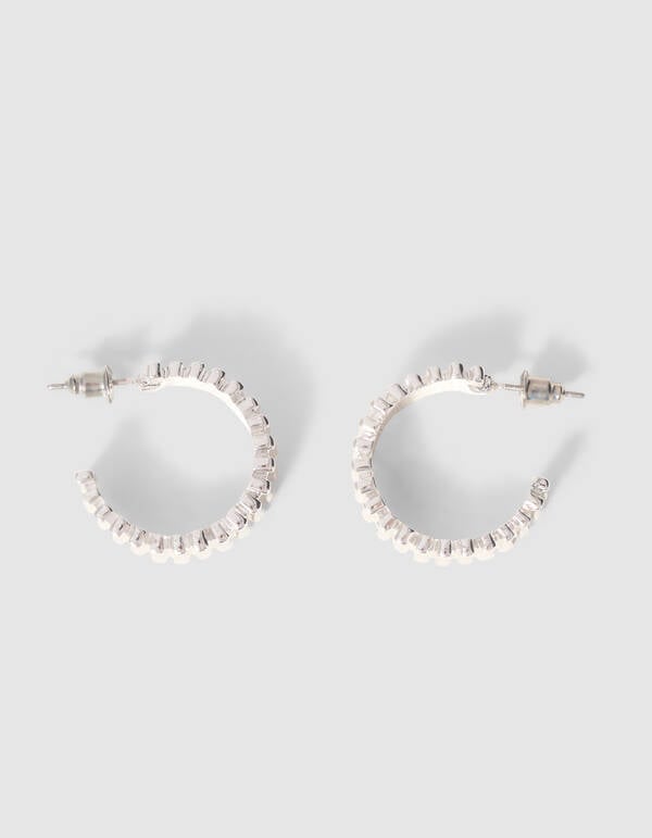 Striped Hoop Oorbellen Zilver SHOEBY ACCESSOIRES