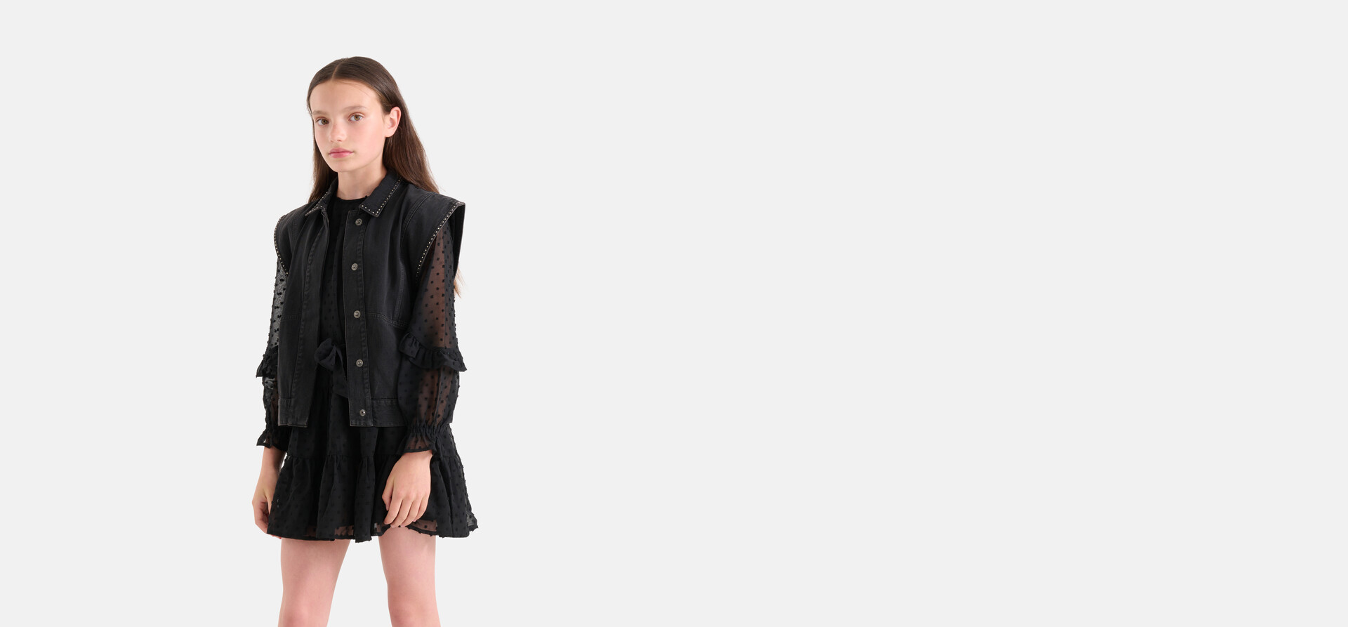 Studs Embroidery Gilet Donkergrijs SHOEBY GIRLS