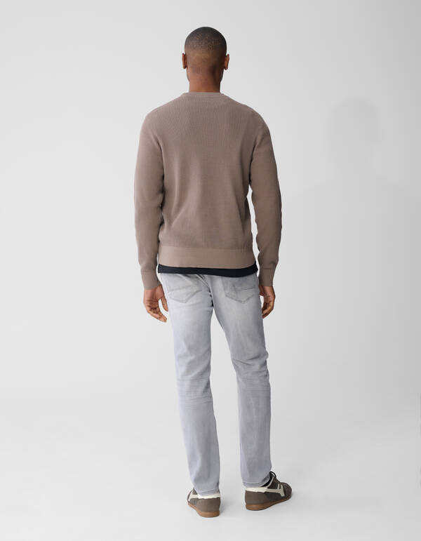 Gebreide Waffle Trui Taupe SHOEBY MEN