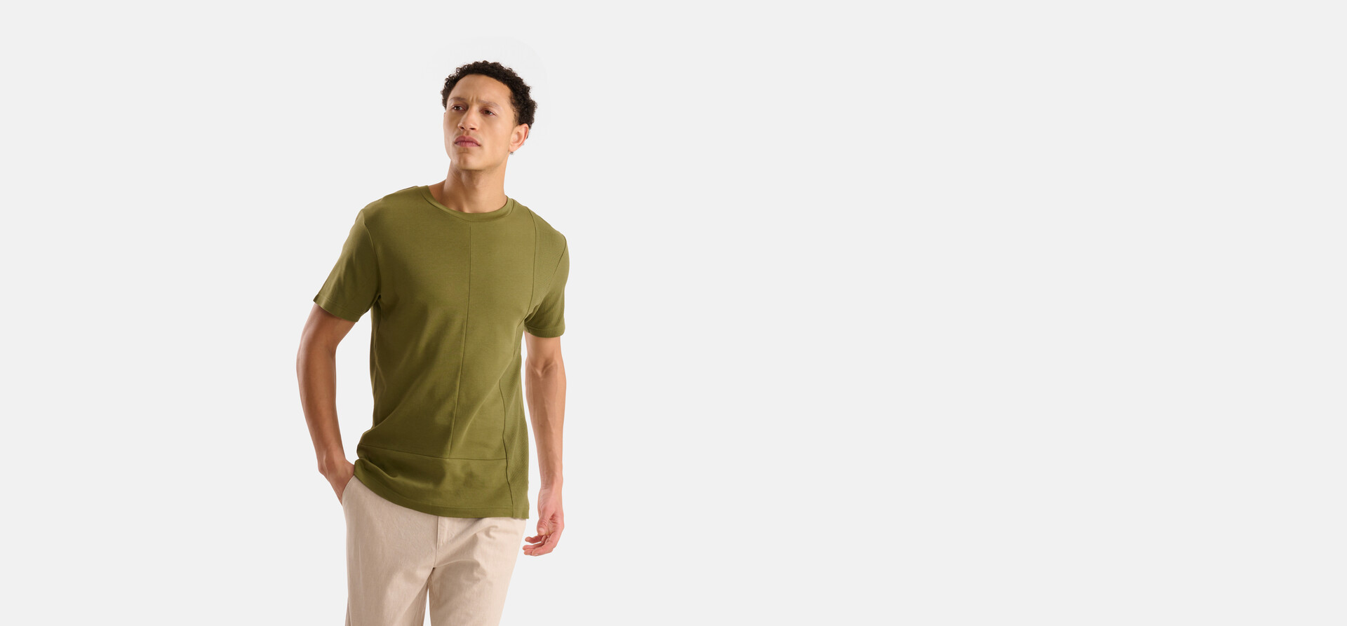 Structuur T-shirt Olijfgroen SHOEBY MEN