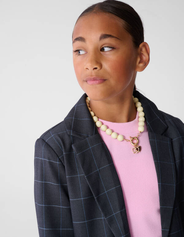 Relaxed Fit Ruiten Blazer Donkergrijs SHOEBY GIRLS