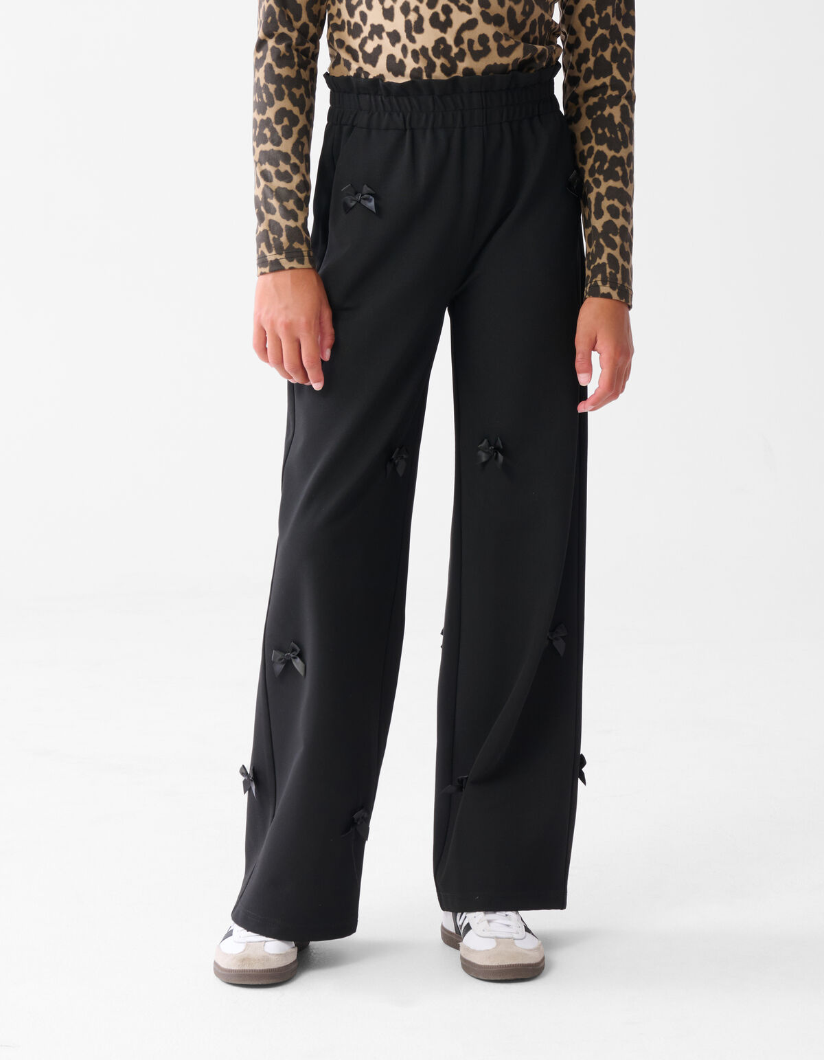 Strik Wide Leg Broek Zwart SHOEBY GIRLS