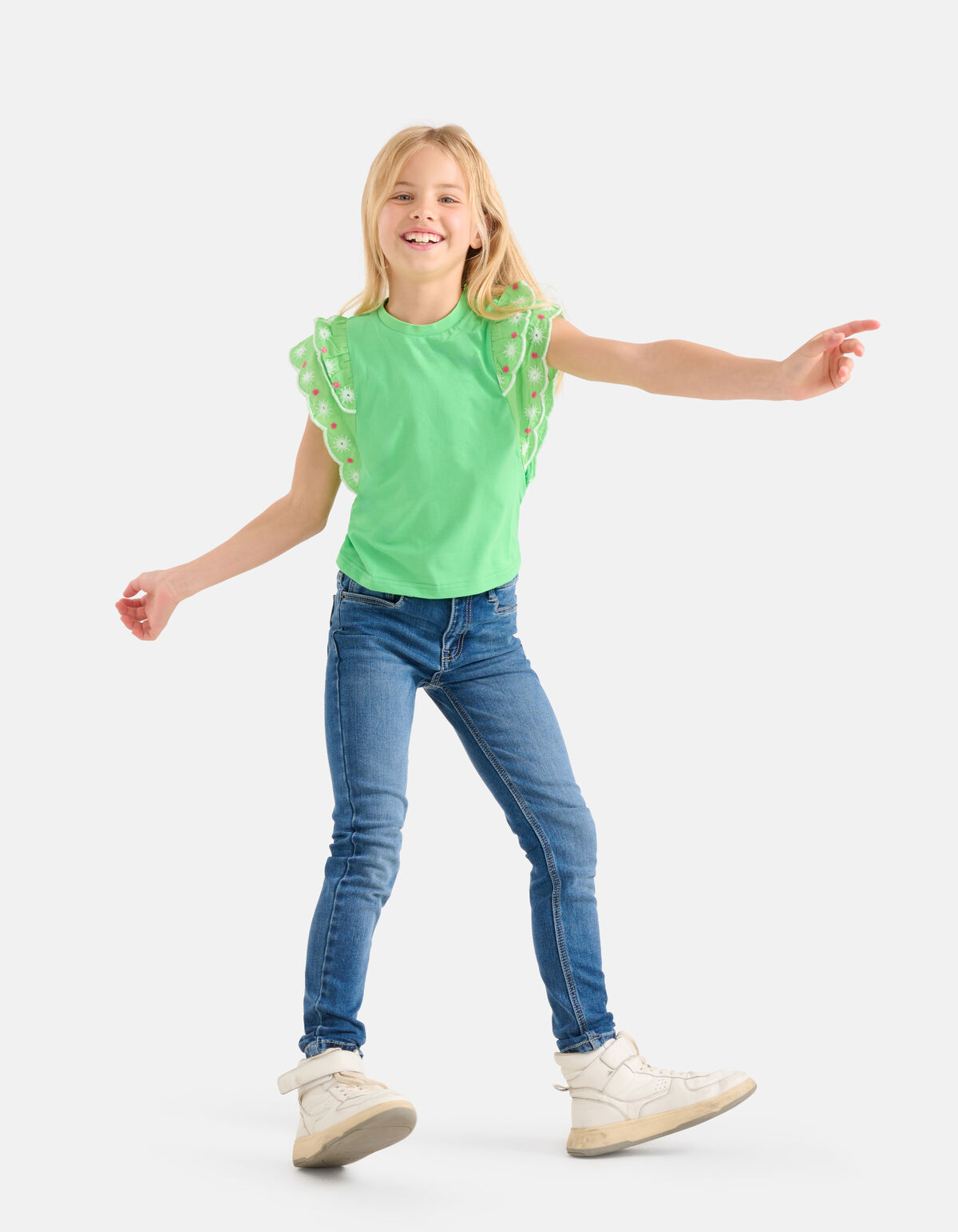 Embroidery Top Groen SHOEBY GIRLS