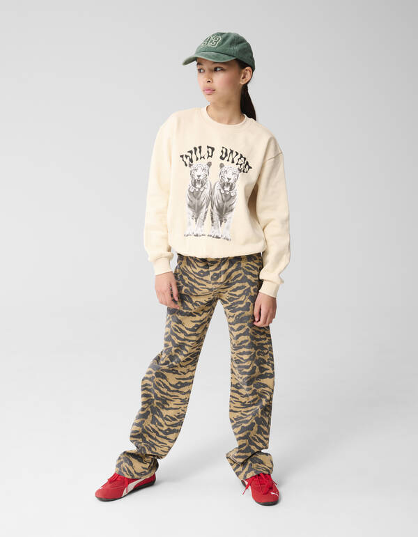 Tijger Wide Leg Jeans Bruin SHOEBY GIRLS