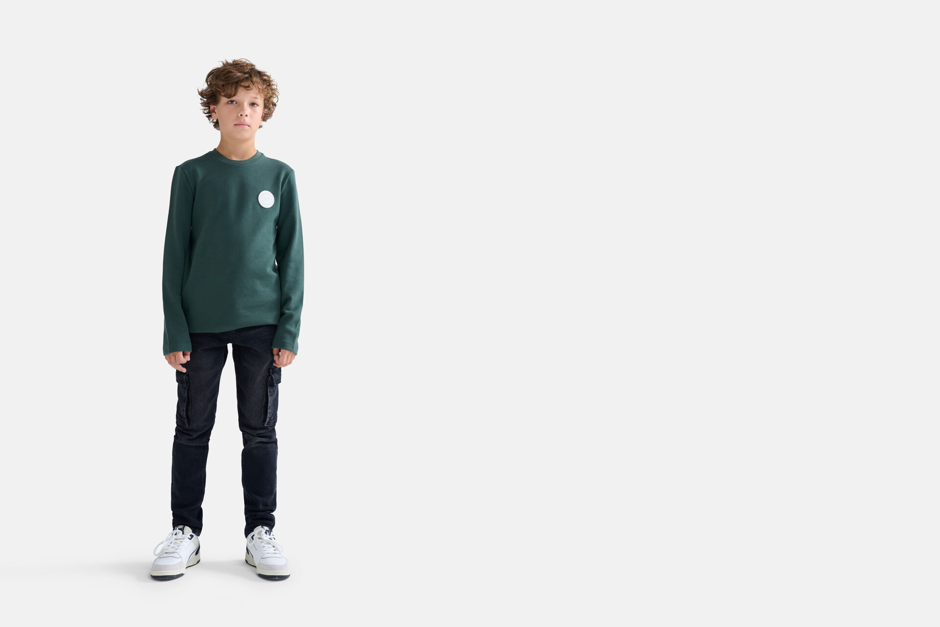 Structuur T-shirt Donkergroen SHOEBY BOYS