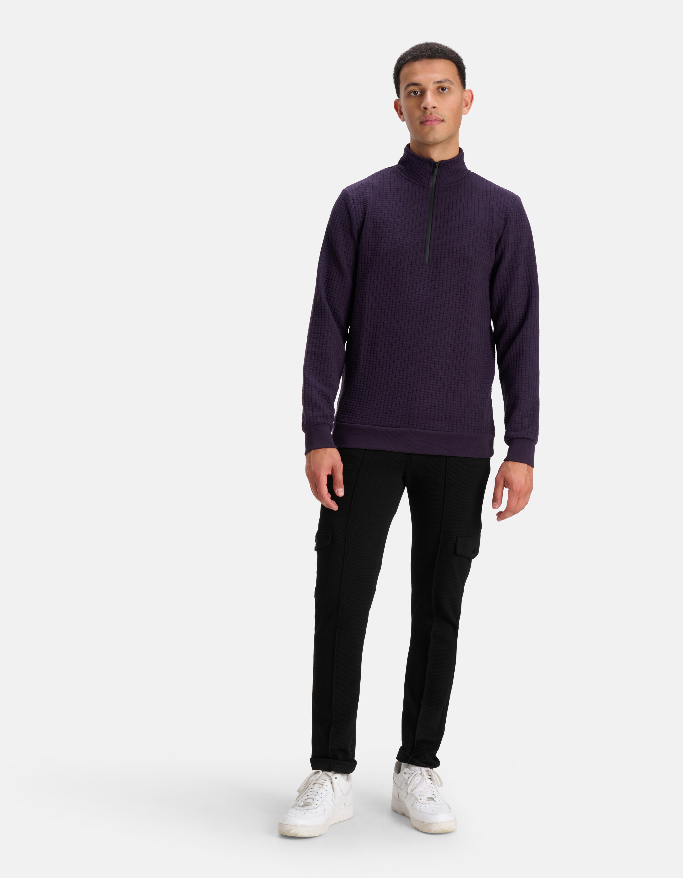 Zipper Sweater Paars SHOEBY MEN