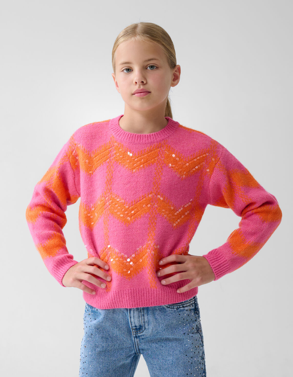 Sequin Meisjes Trui Roze SHOEBY GIRLS