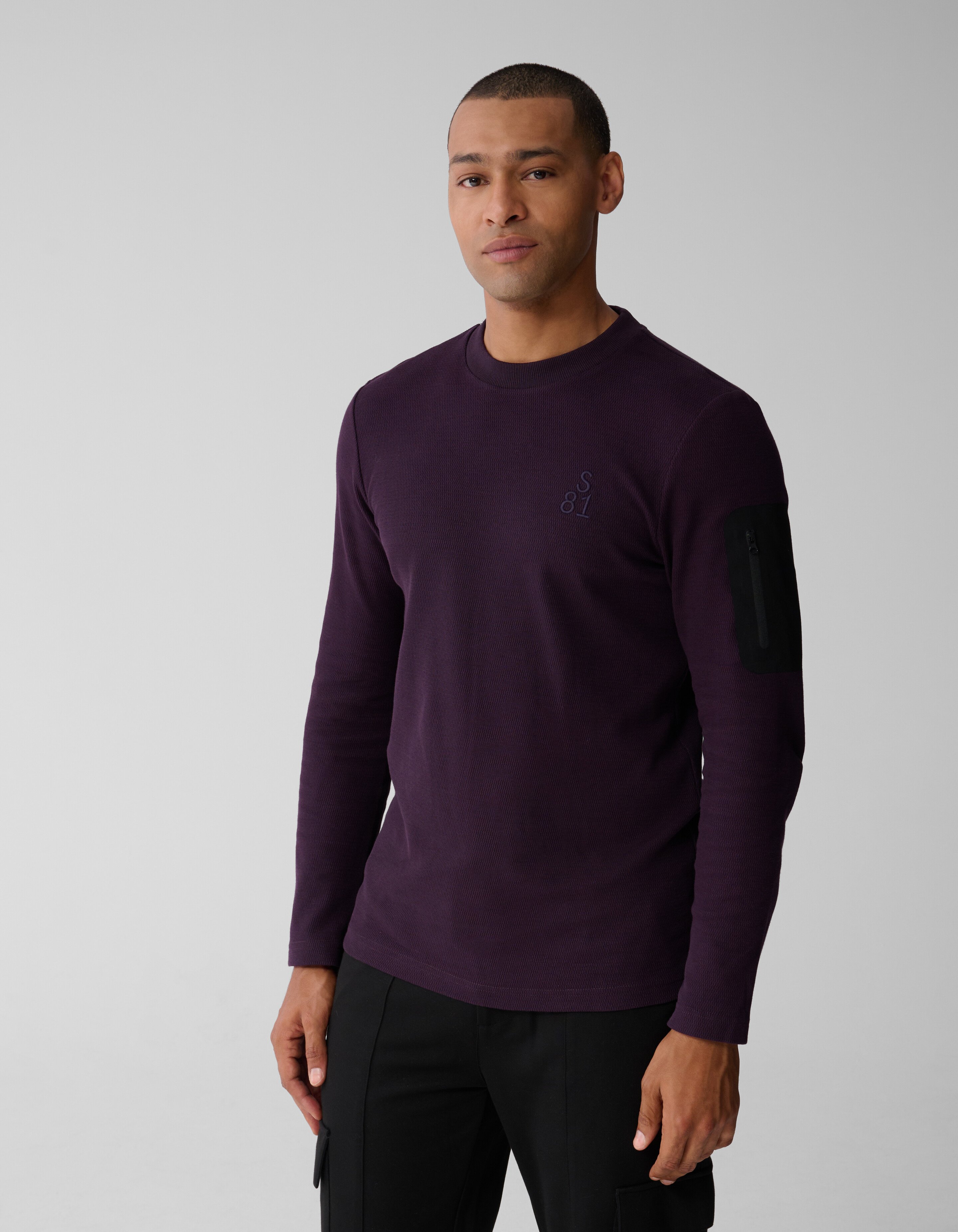 Structuur Pocket T-shirt Donkerrood SHOEBY MEN