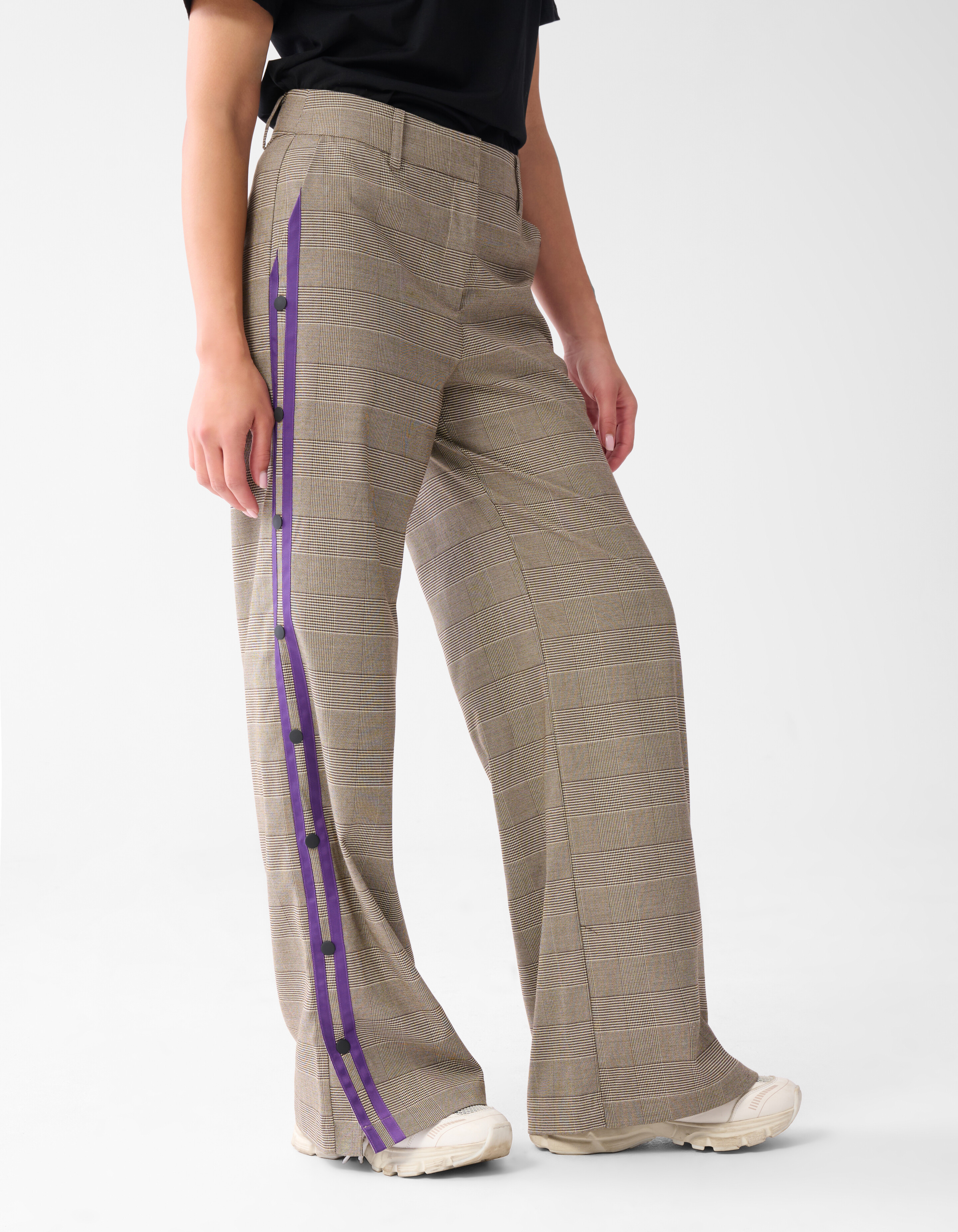 Sporty Ruiten Wide Leg Broek Bruin SHOEBY WOMEN