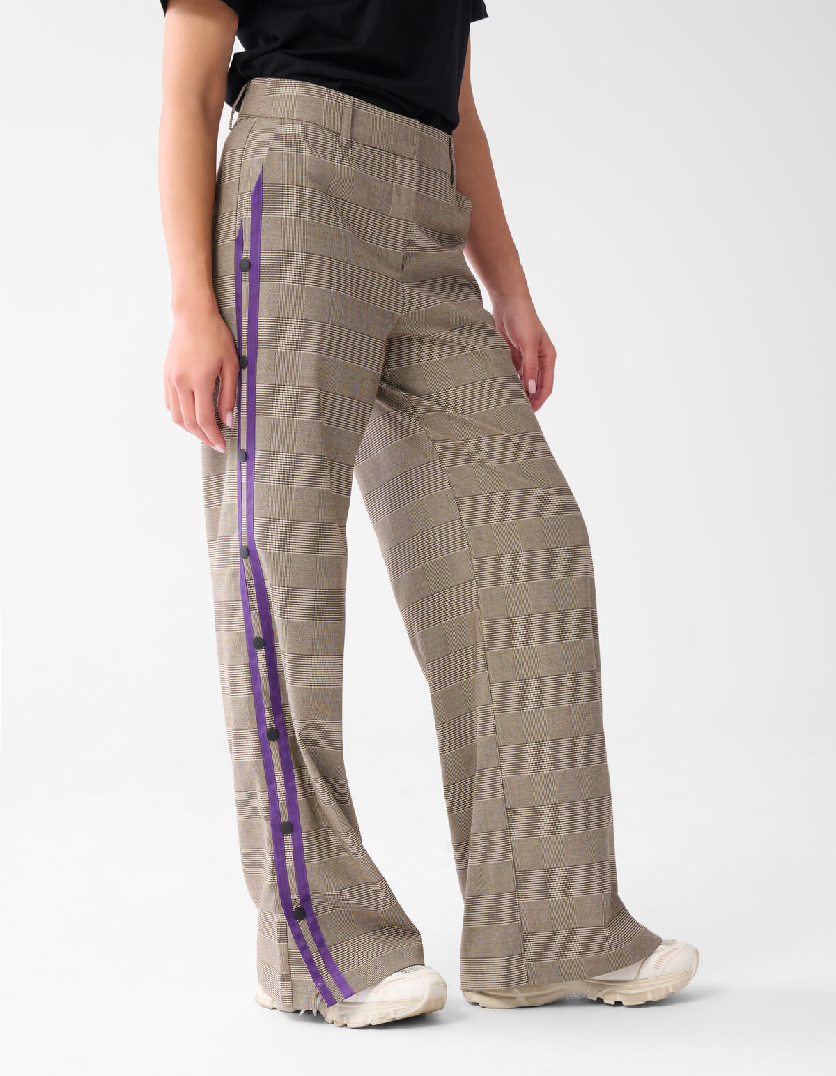 Sporty Ruiten Wide Leg Broek Bruin SHOEBY WOMEN