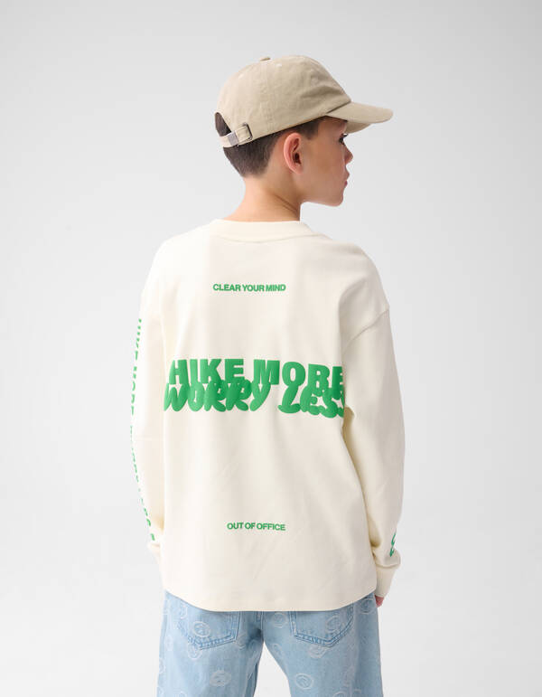 Tekst Longsleeve Gebroken Wit SHOEBY BOYS