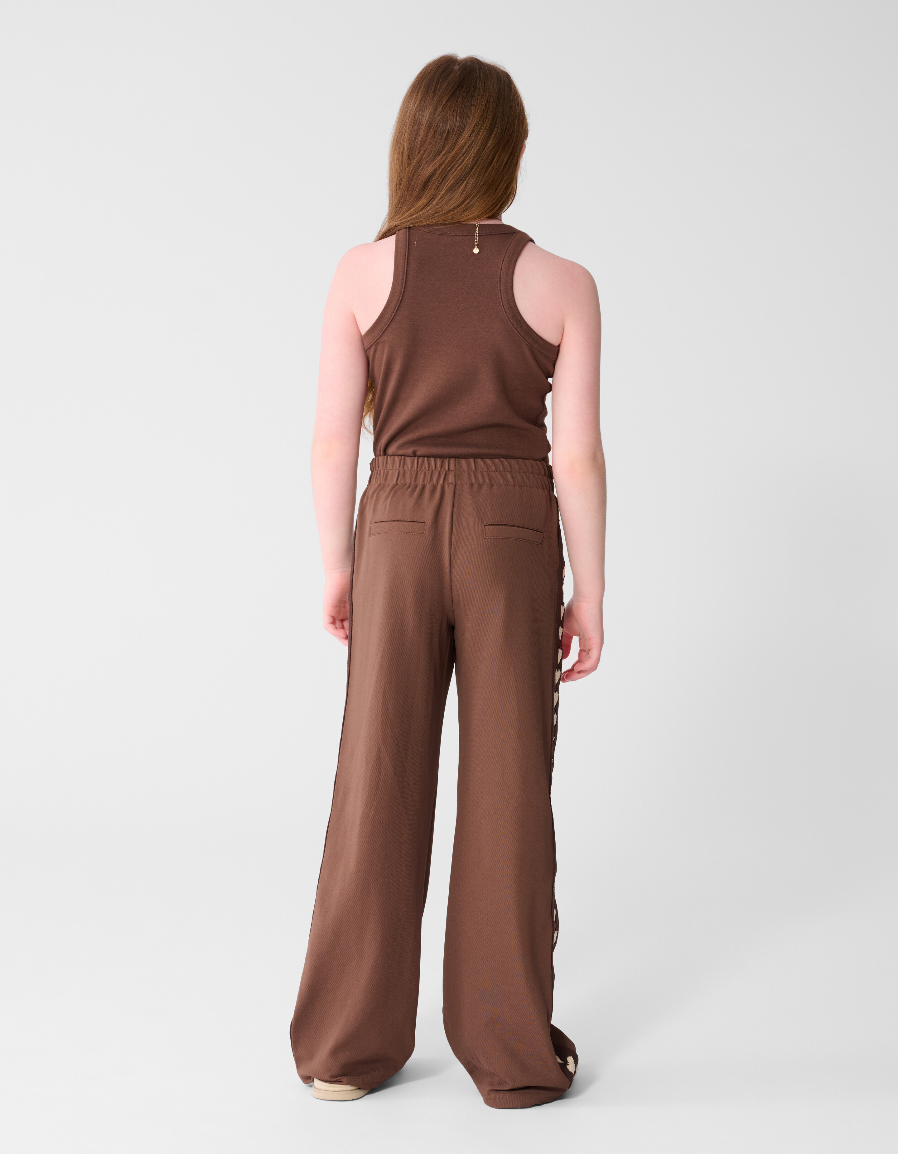 Fancy Tape Wide Leg Broek Bruin SHOEBY GIRLS